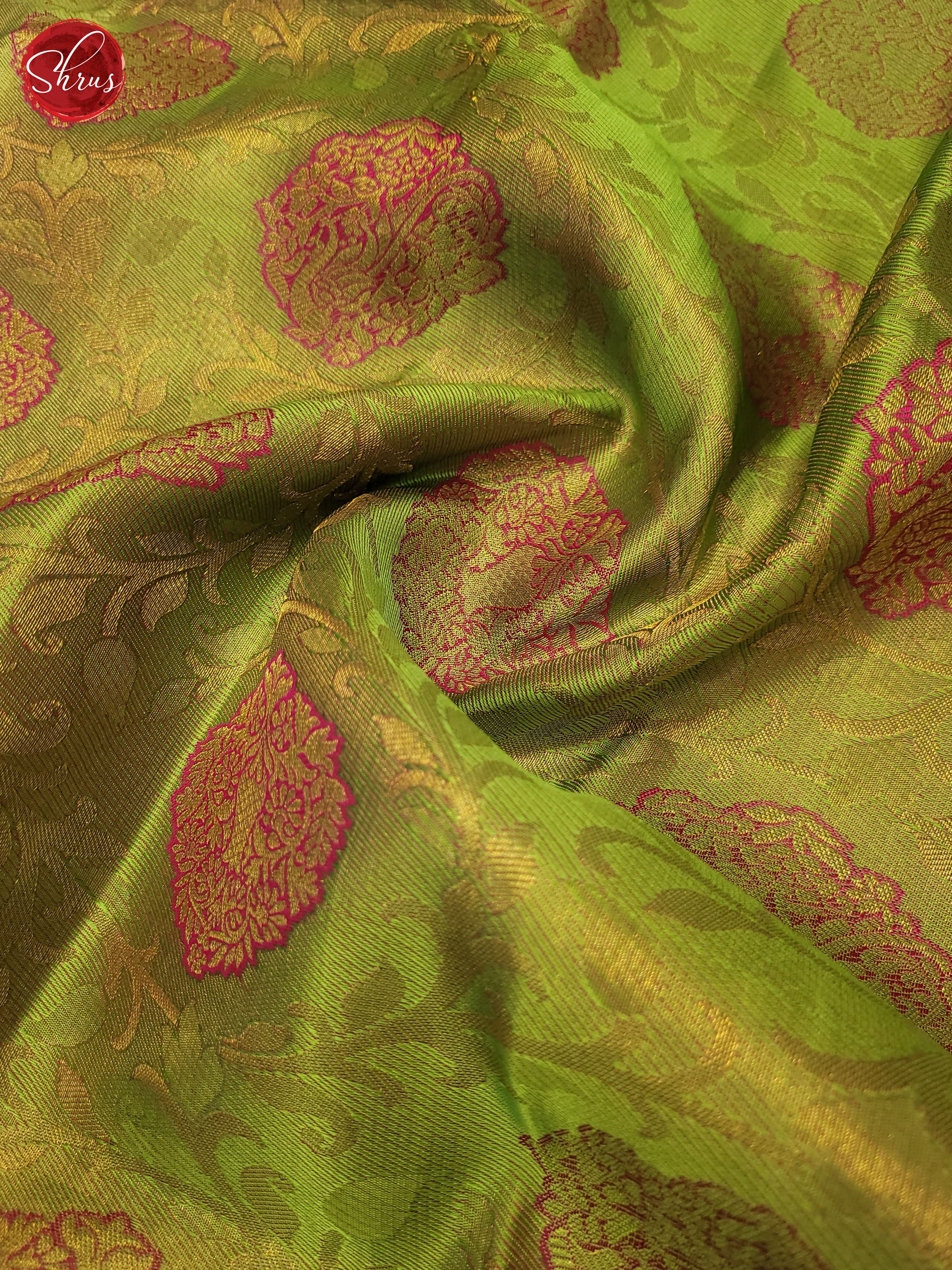 Green and pink-Kanchipuram Silk saree - Shop on ShrusEternity.com