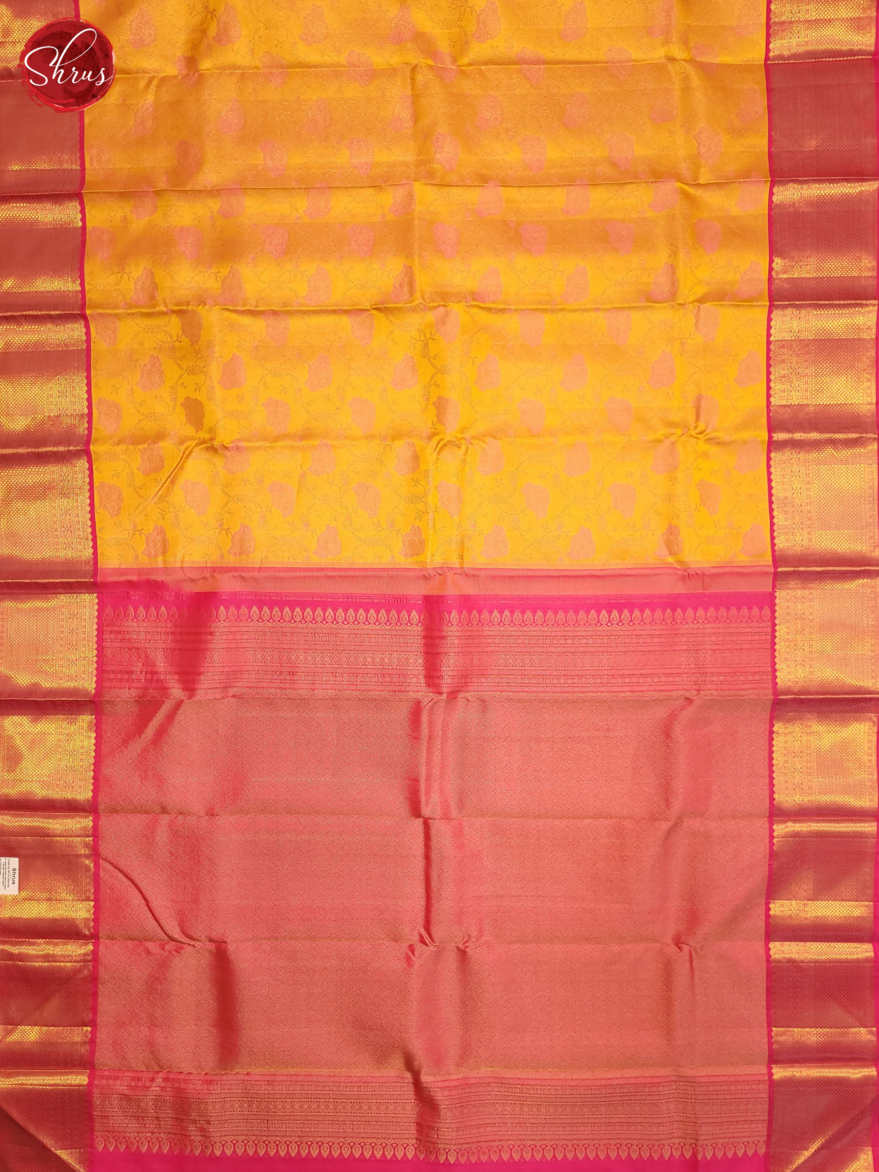 Yellow and pink-Kanchipuram silk saree - Shop on ShrusEternity.com