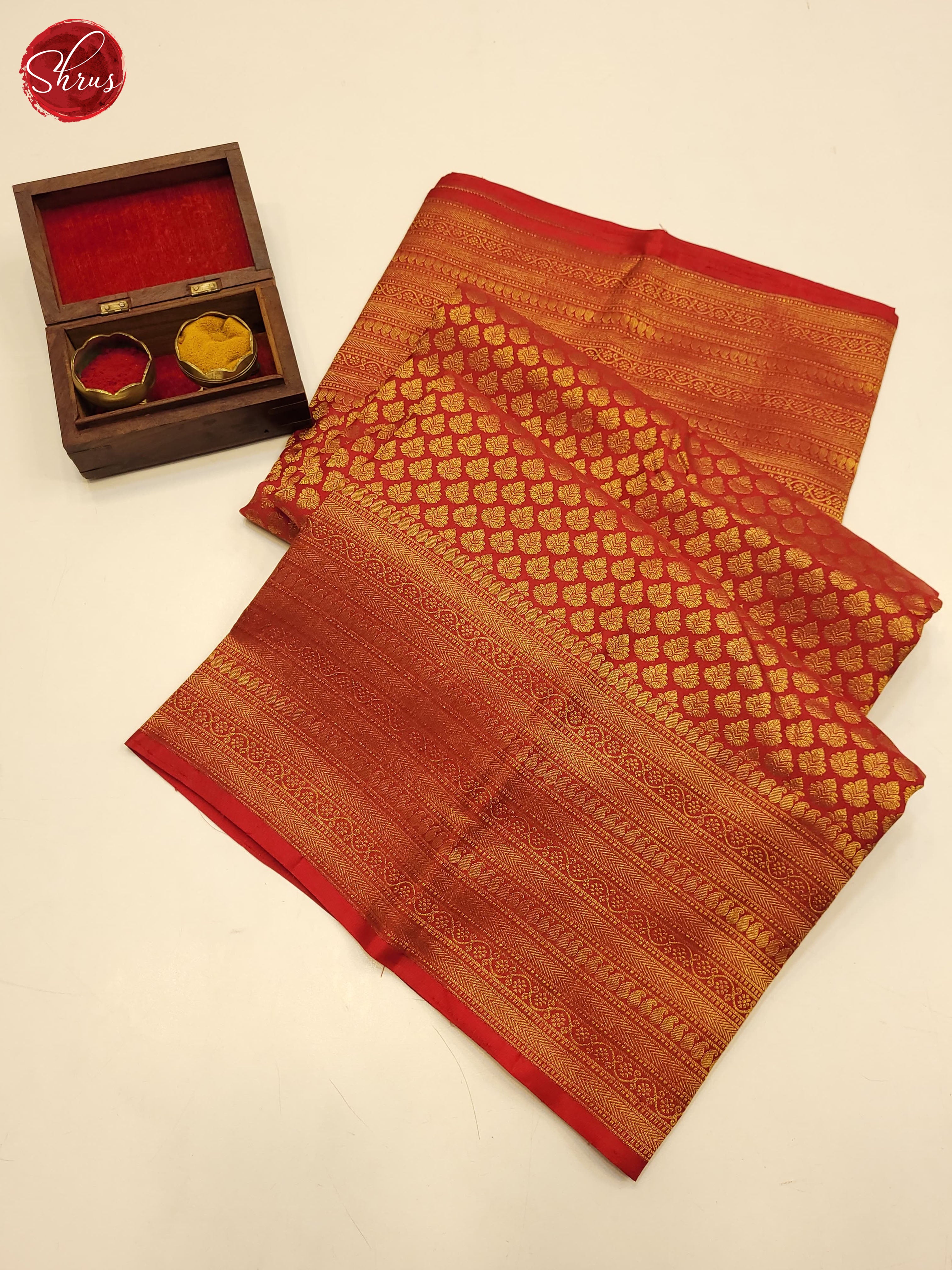 Red(Single tone)-Kanchipuram Silk saree - Shop on ShrusEternity.com