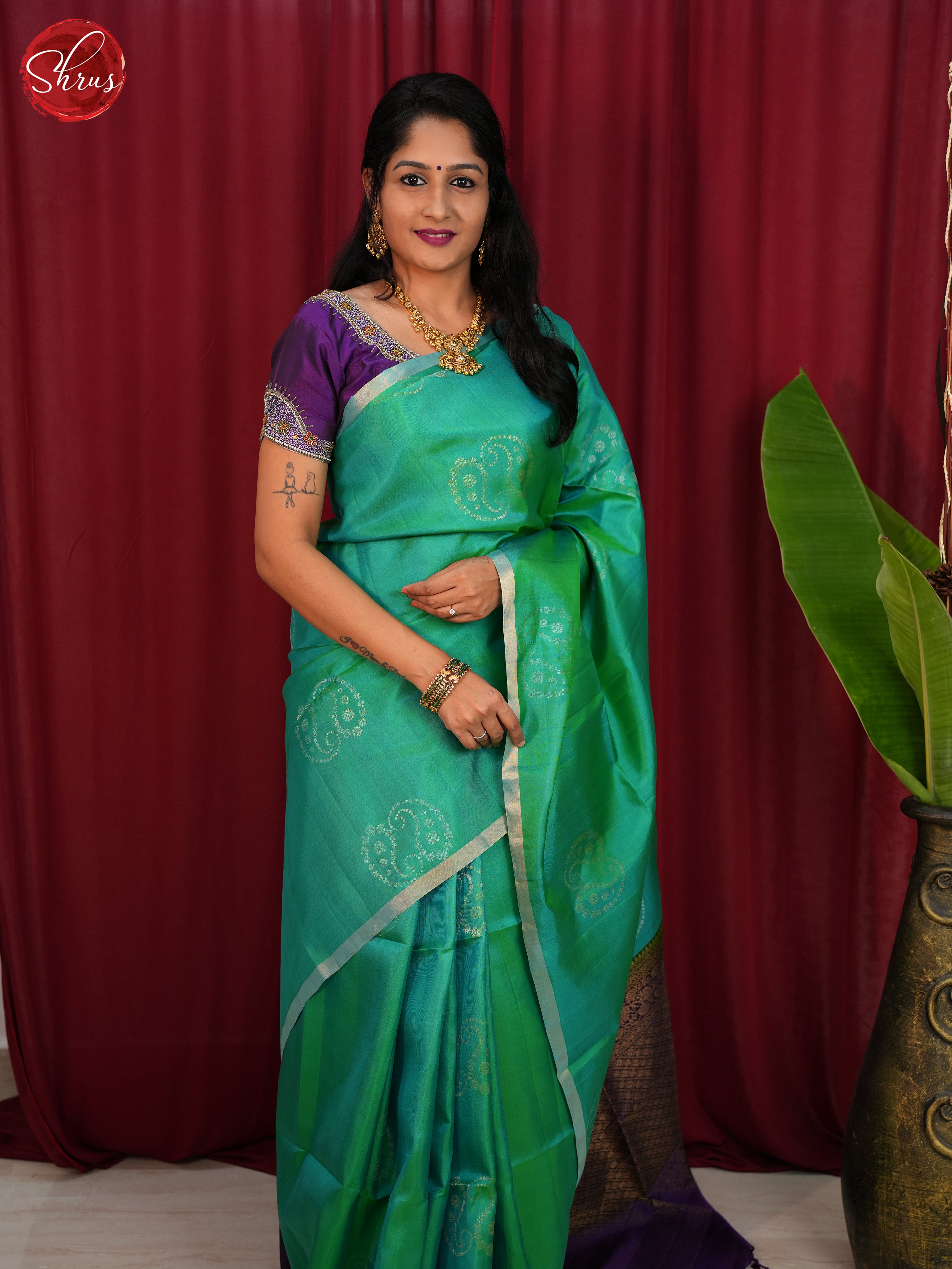 Green & Blue - Soft Silk  Saree - Shop on ShrusEternity.com