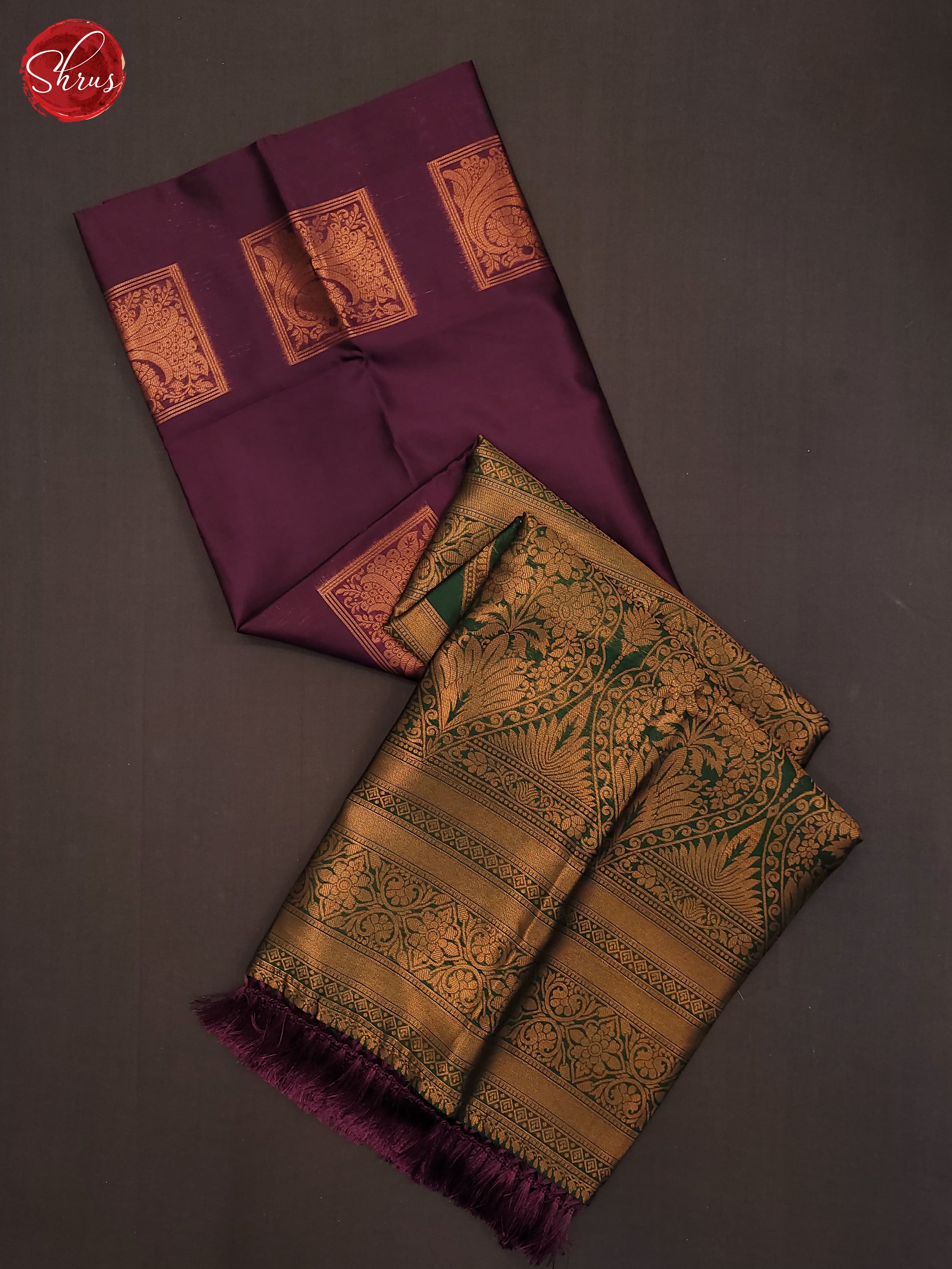 Wine and Green- semi Soft Silk Saree - Shop on ShrusEternity.com