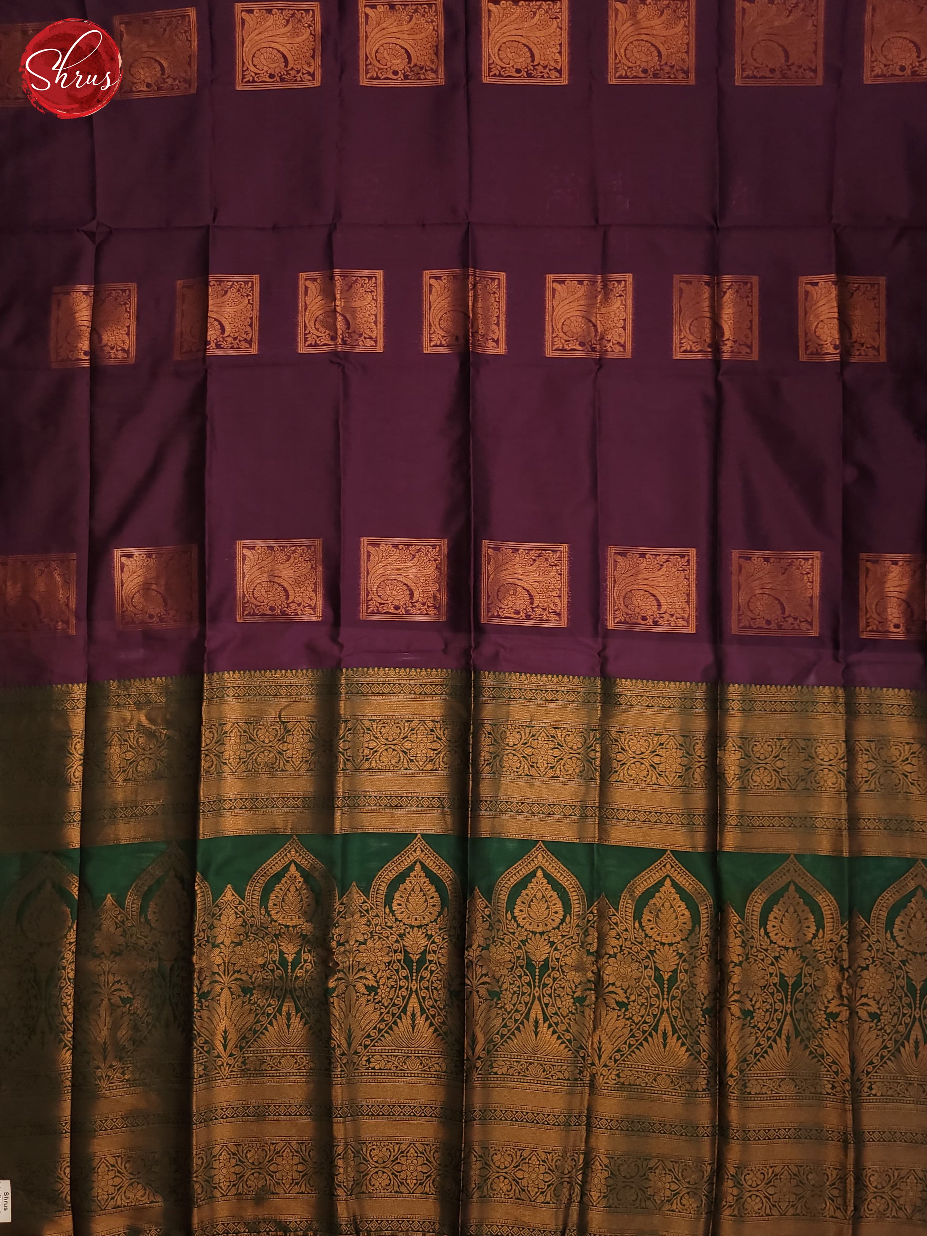 Wine and Green- semi Soft Silk Saree - Shop on ShrusEternity.com