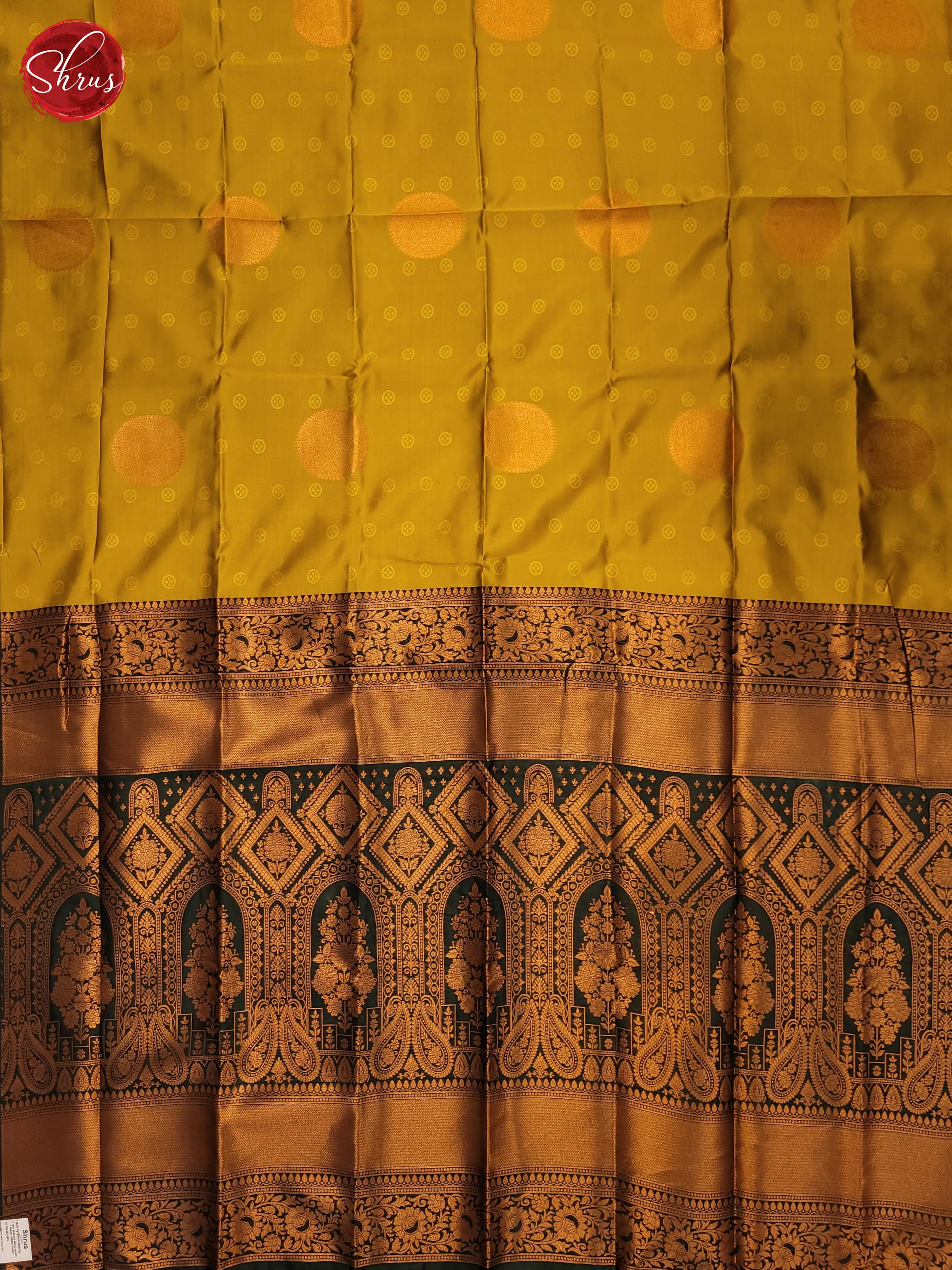 Mustard and Bottle green- Semi Soft Silk Saree - Shop on ShrusEternity.com