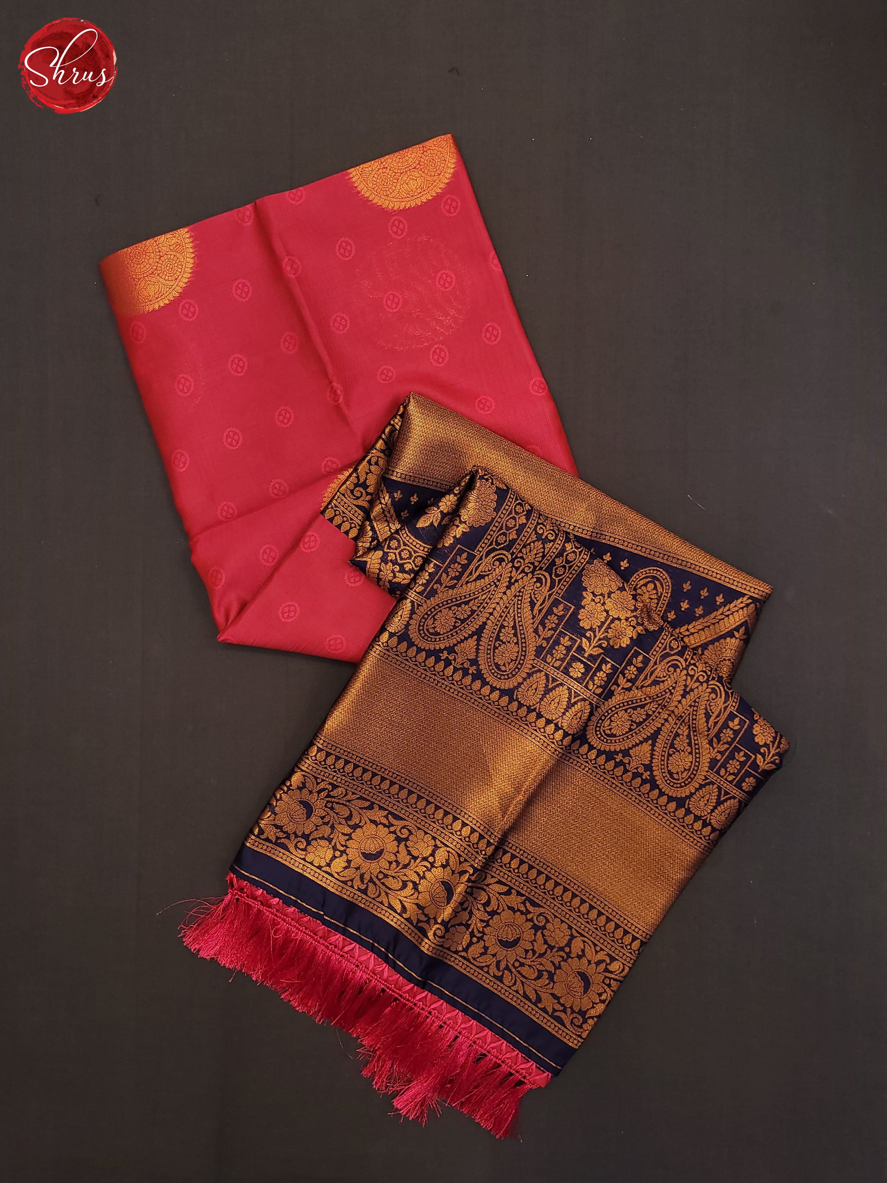 Pink and Navy blue- Semi Soft Silk Saree - Shop on ShrusEternity.com