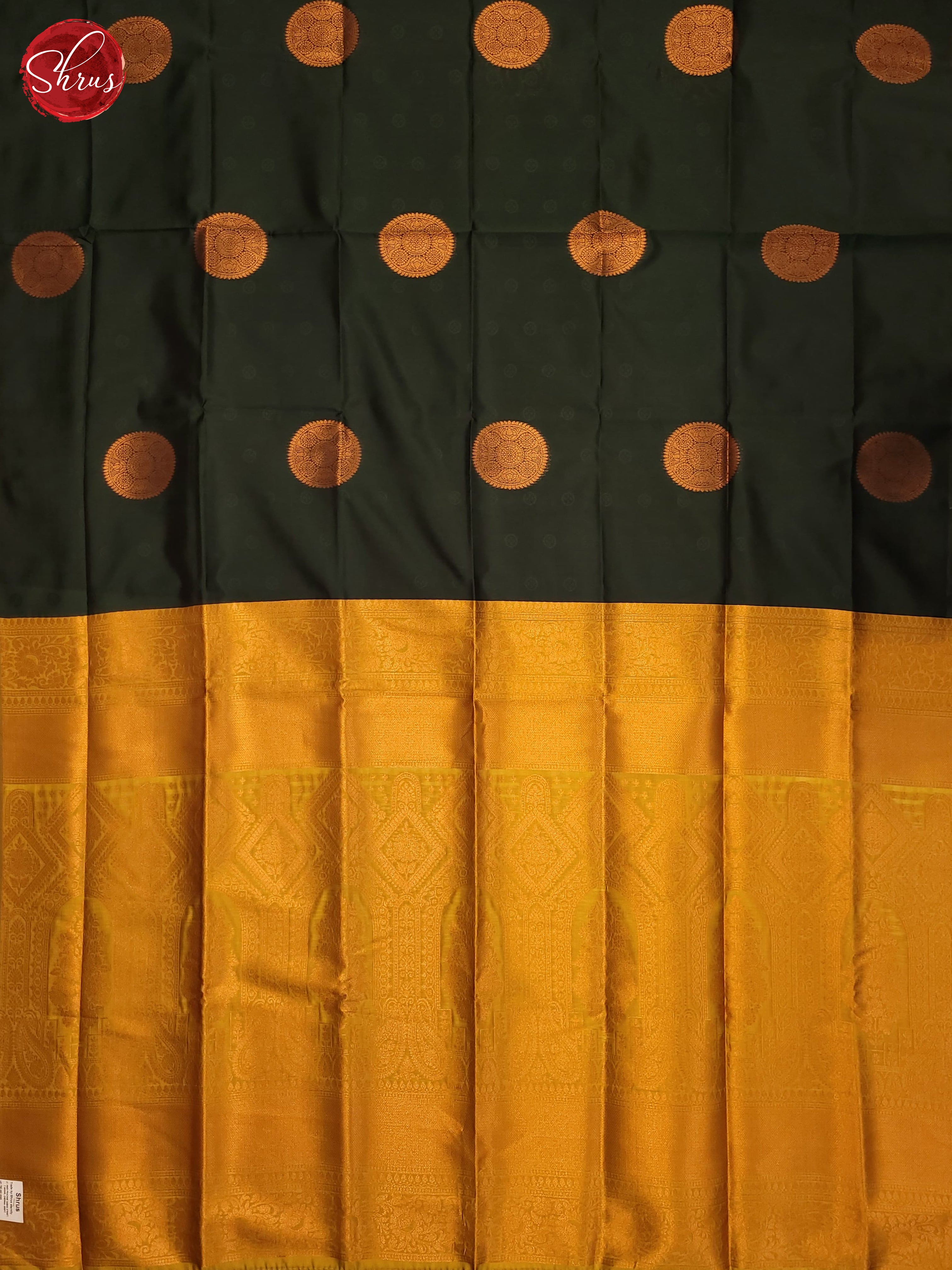 Bottle Green and mustard - Semi Soft Silk Saree - Shop on ShrusEternity.com