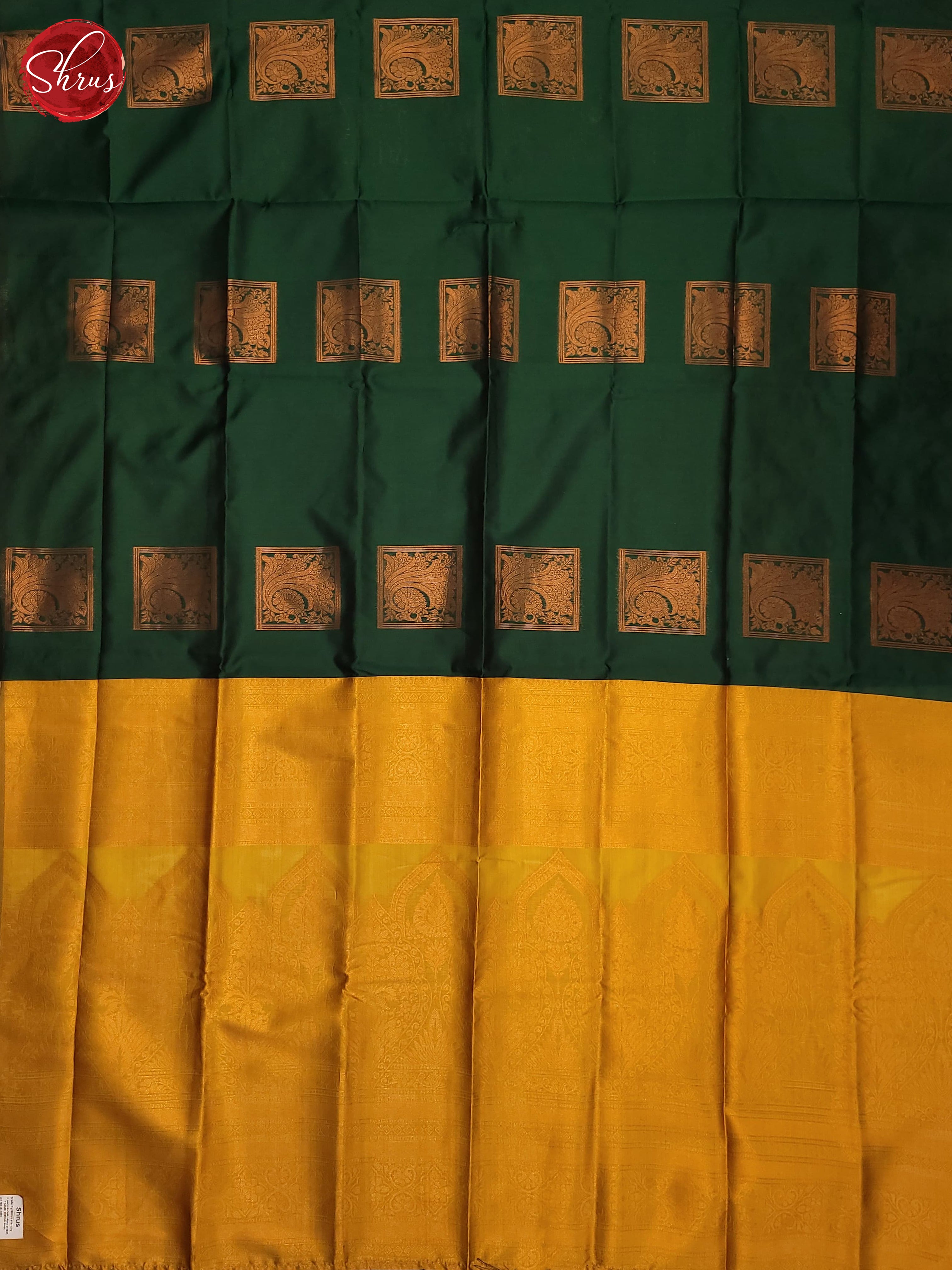 Bottle Green and mustard- Semi Soft Silk Saree - Shop on ShrusEternity.com