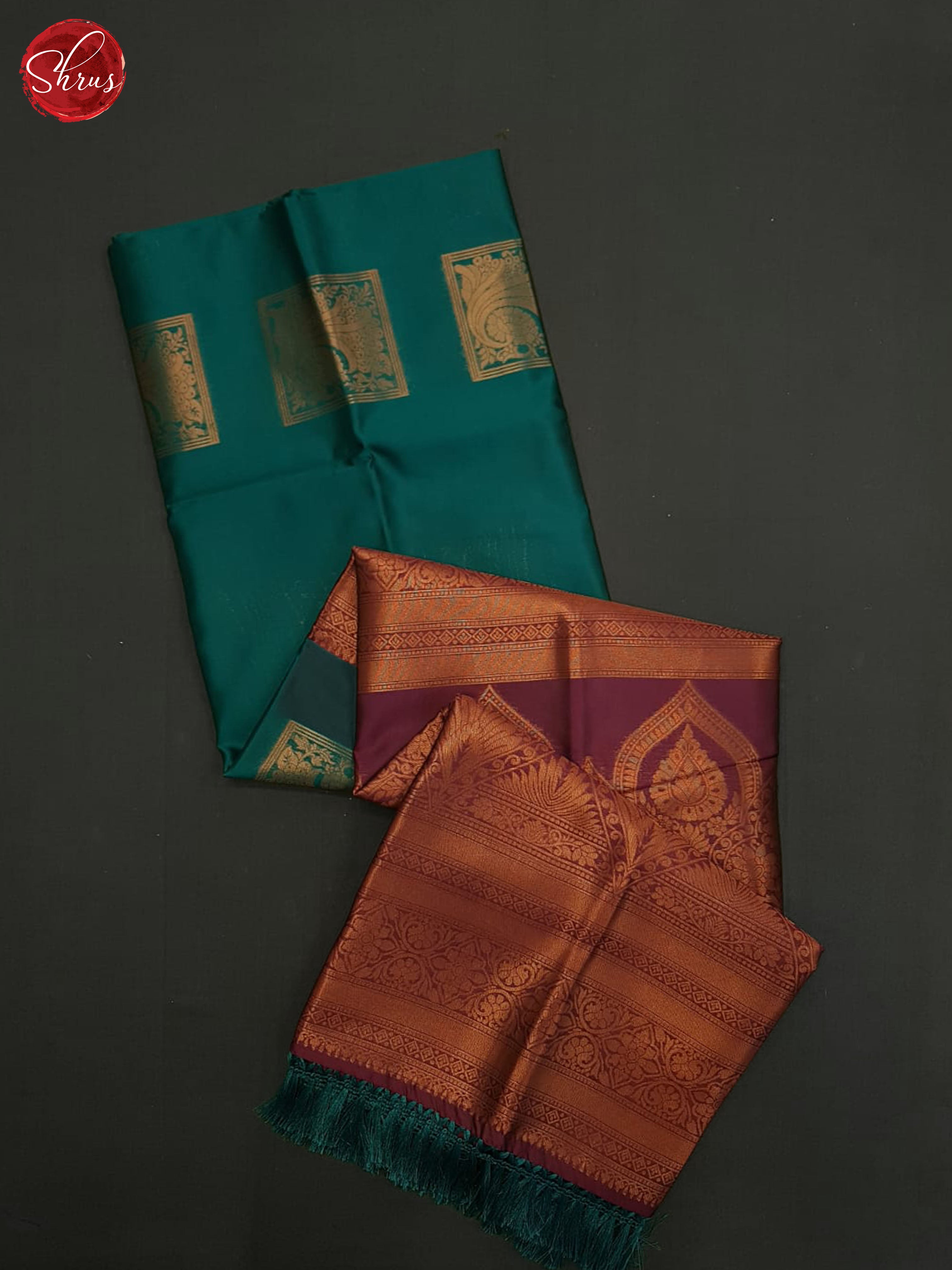 Green And Wine-Semi soft silk saree - Shop on ShrusEternity.com