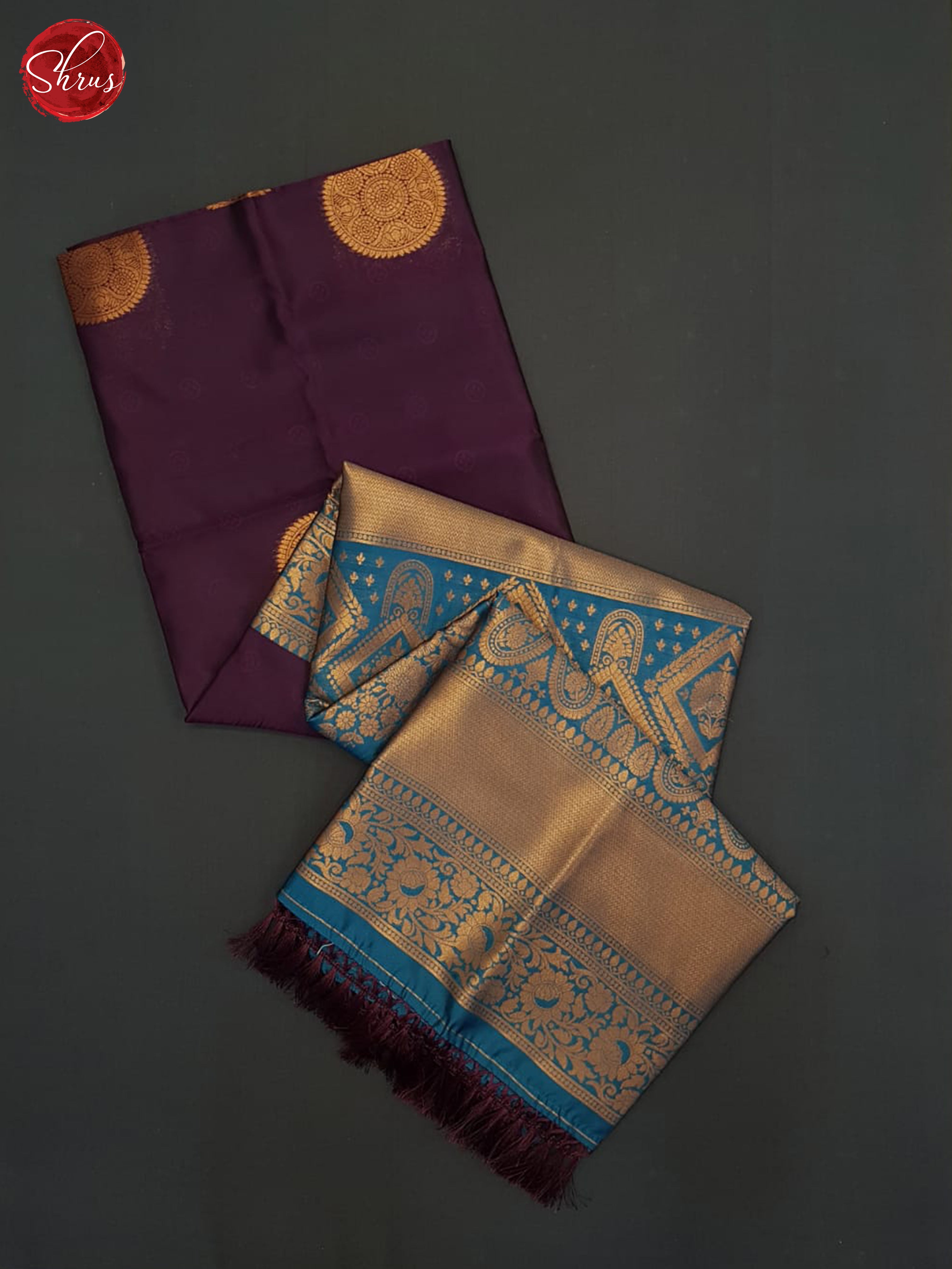 Wine And Blue- Semi Soft silk saree - Shop on ShrusEternity.com