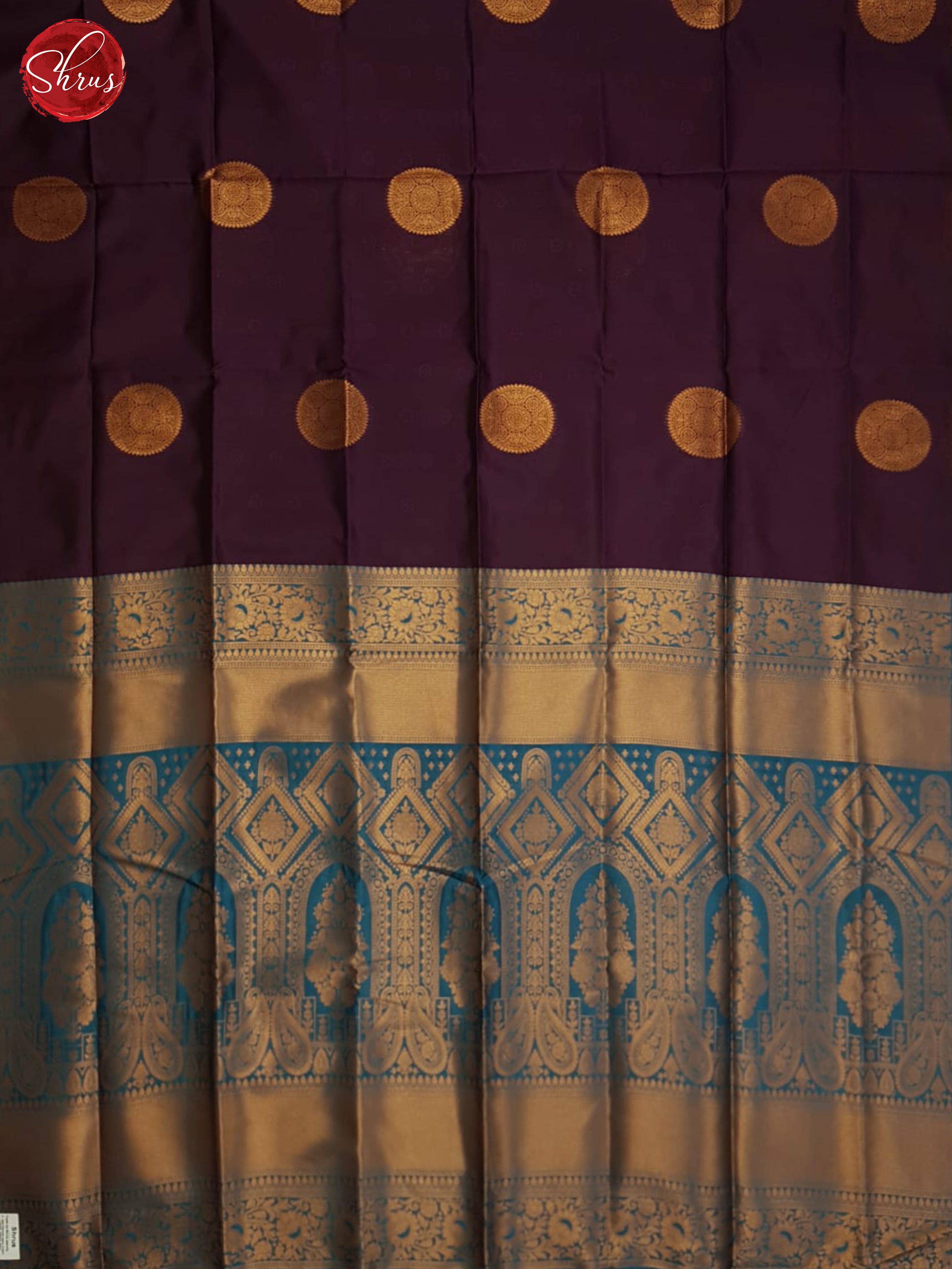 Wine And Blue- Semi Soft silk saree - Shop on ShrusEternity.com