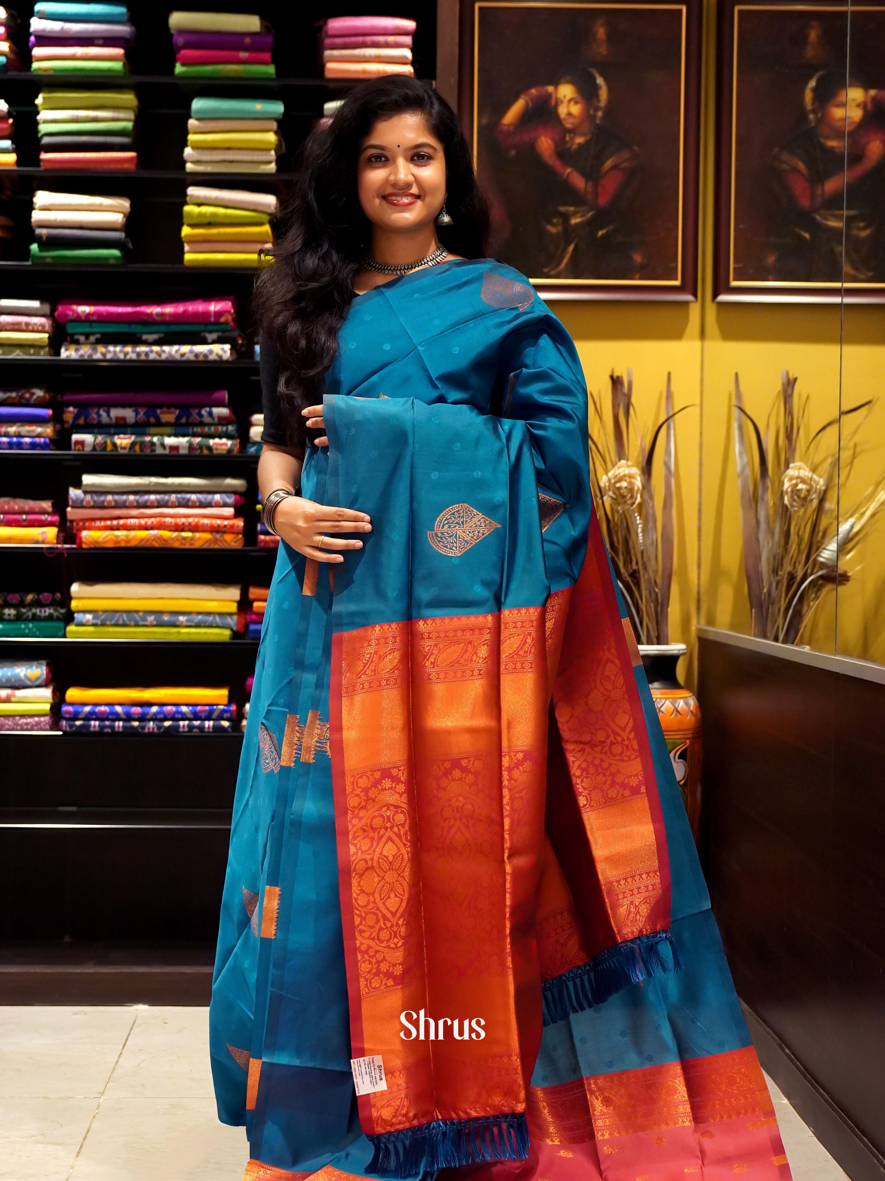 Blue And Pink-Semi Soft Silk Saree