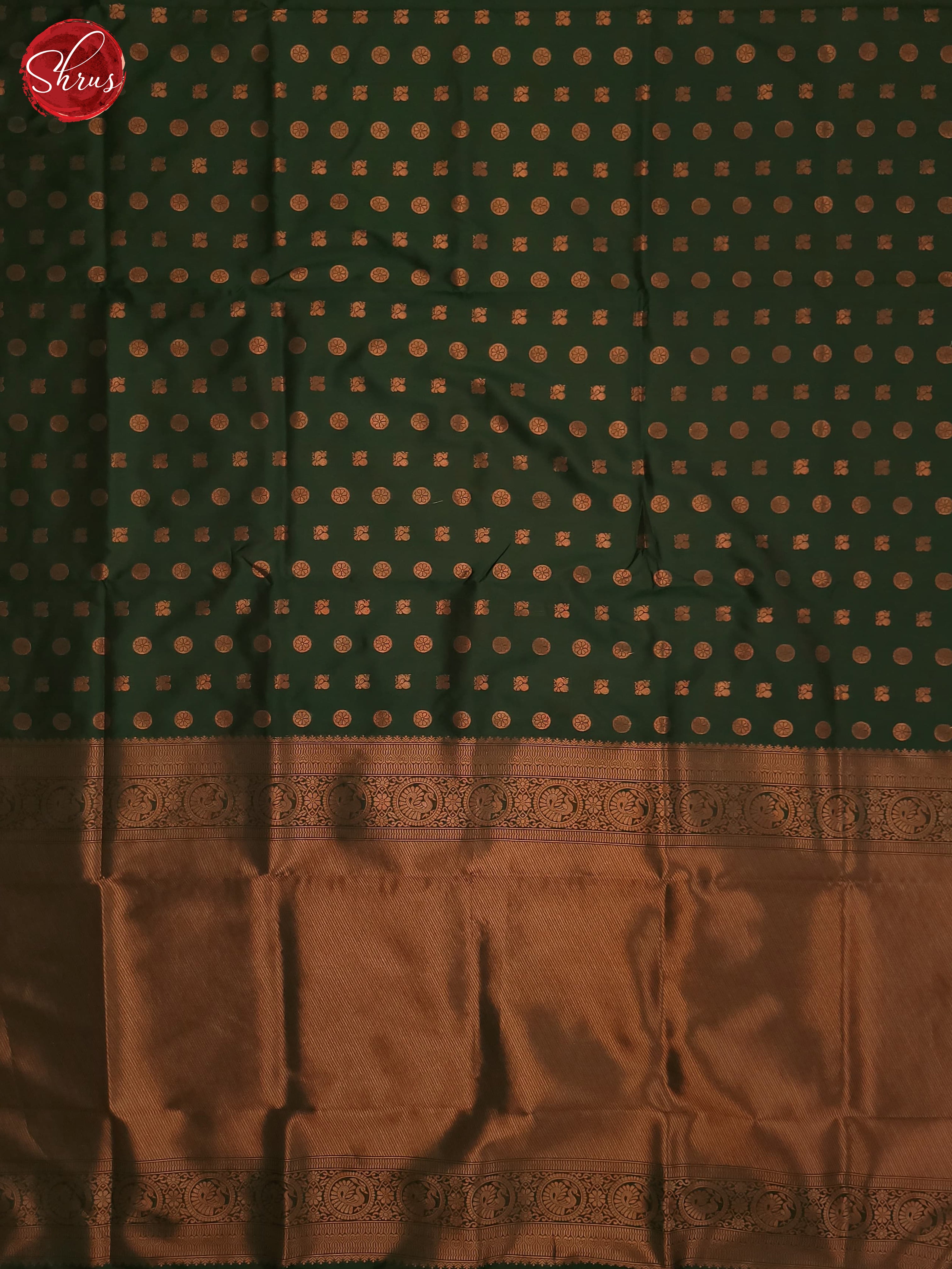 Bottle Green(Single Tone)- Semi Kanchipuram Saree - Shop on ShrusEternity.com