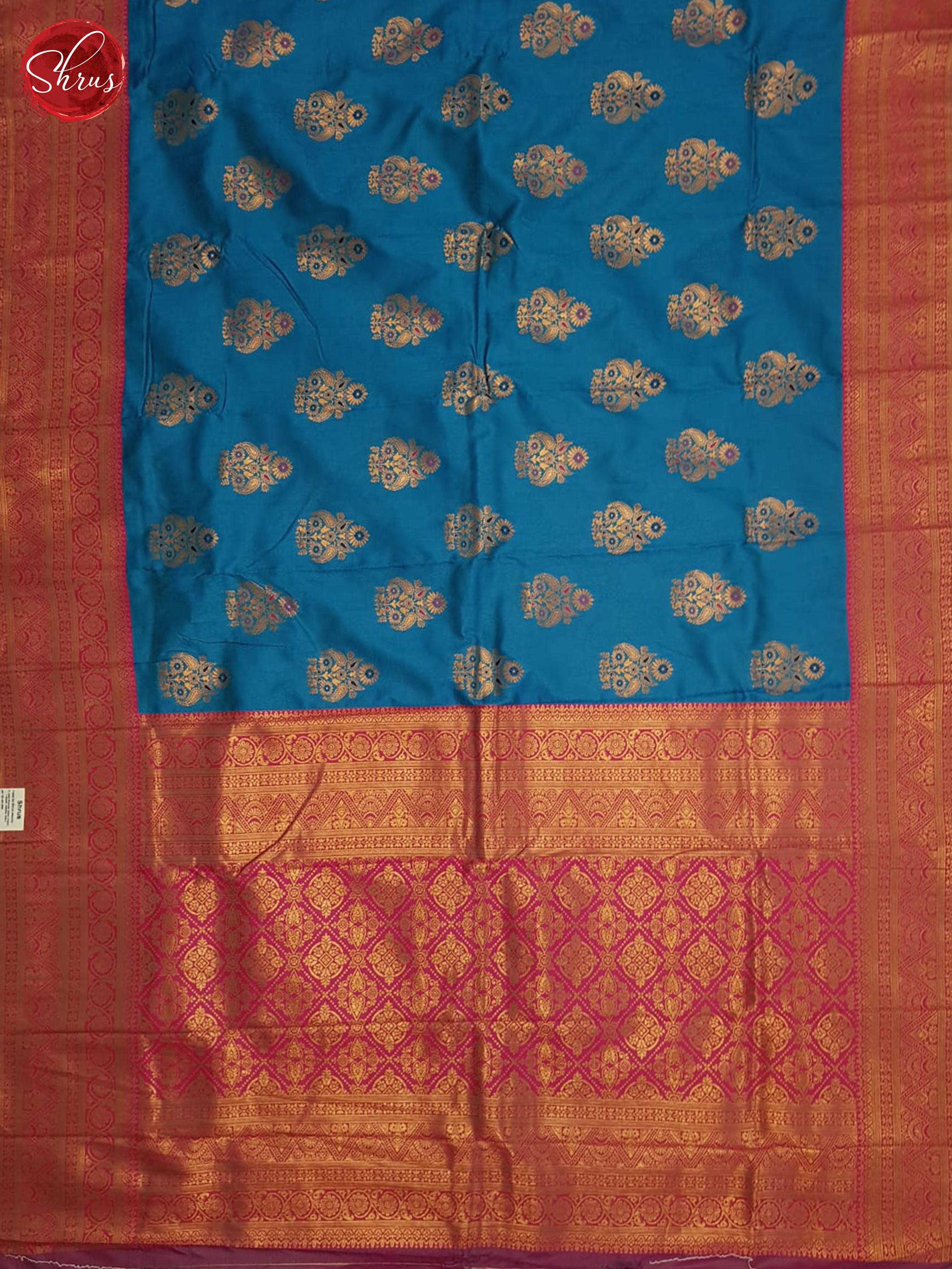 Blue And Pink-Semi Kanchipuram saree - Shop on ShrusEternity.com