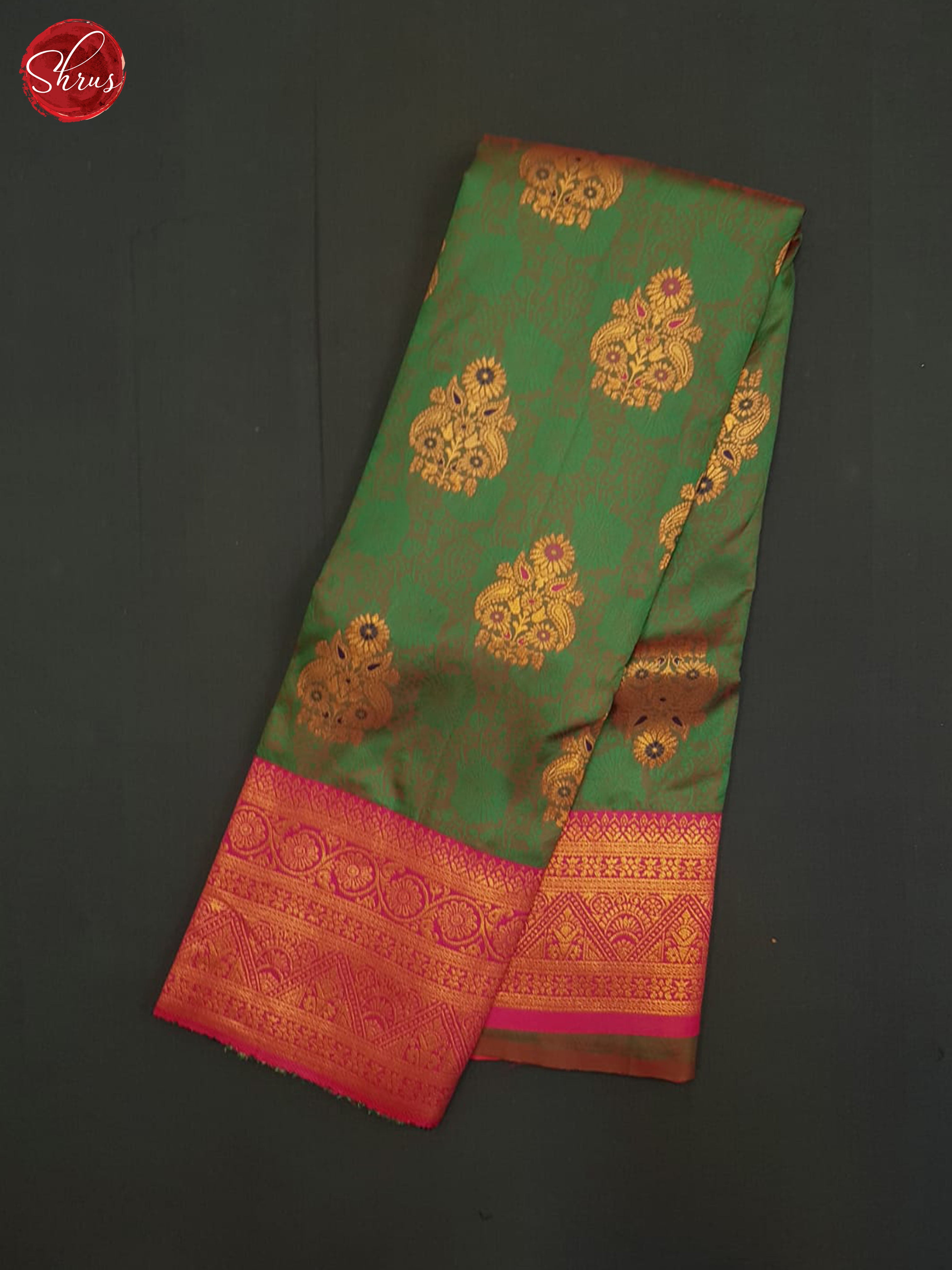 Green And Pink-Semi kanchipuram Saree - Shop on ShrusEternity.com