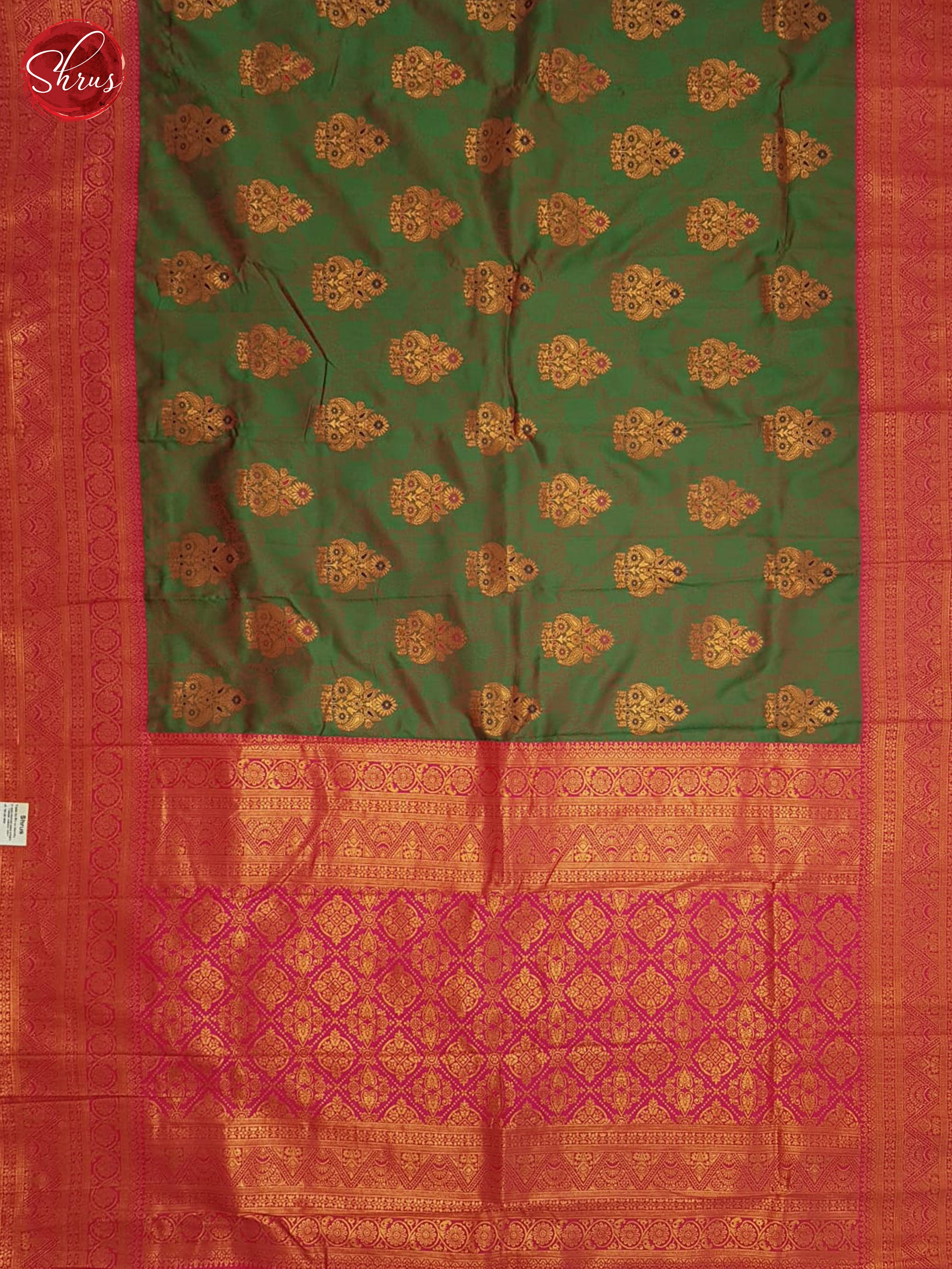 Green And Pink-Semi kanchipuram Saree - Shop on ShrusEternity.com