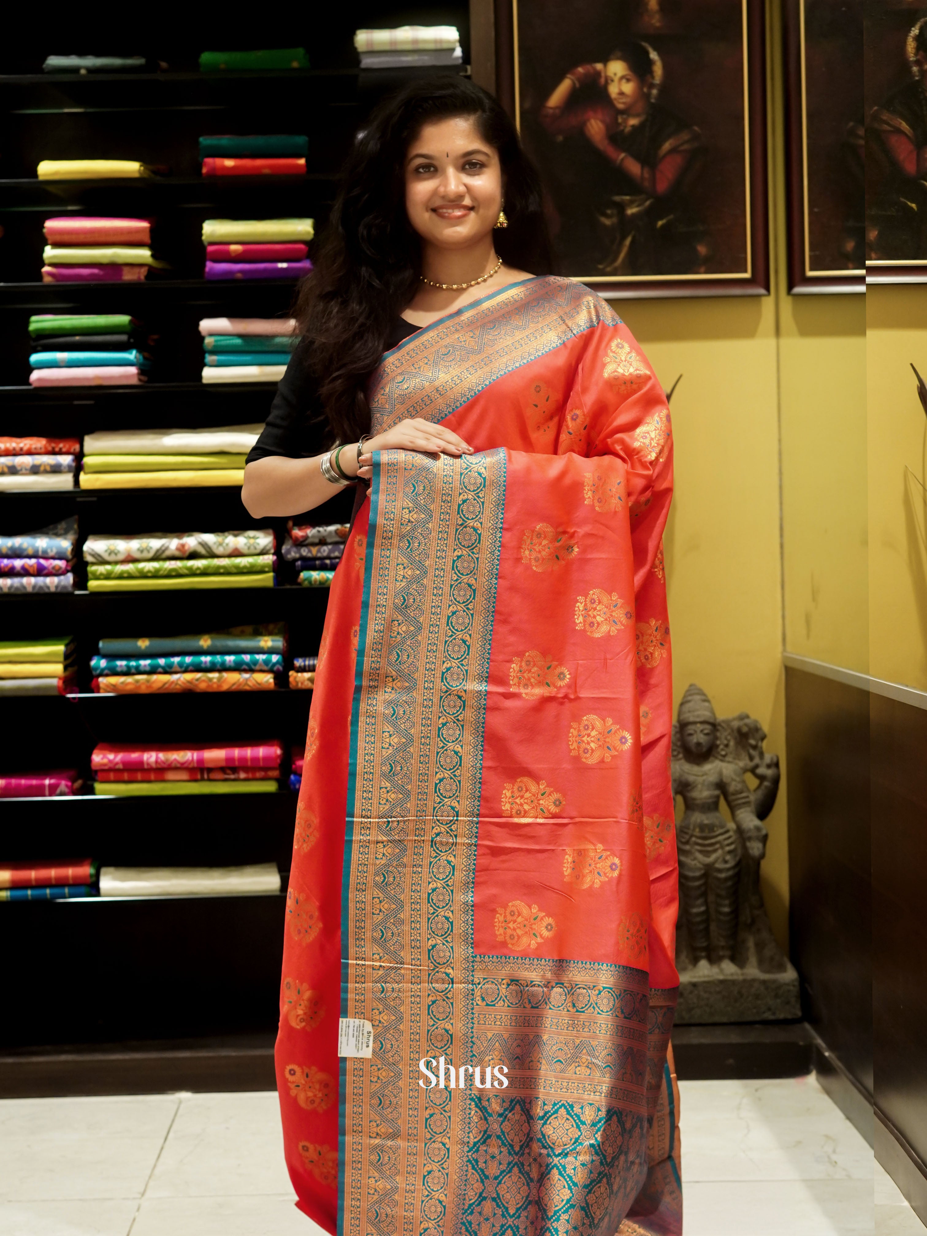 Pink And Green-Semi Kanchipuram Saree