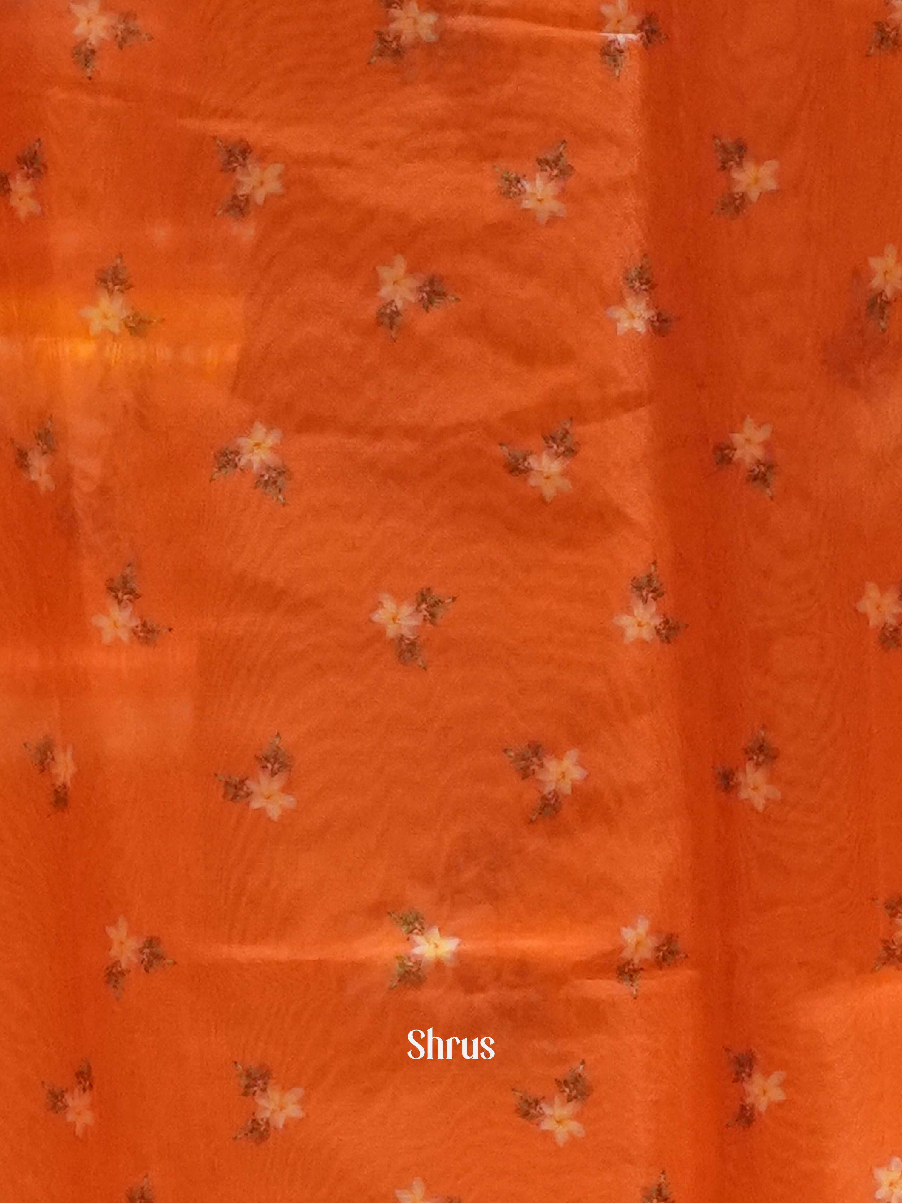 Orange & Peach - Semi Organza Saree