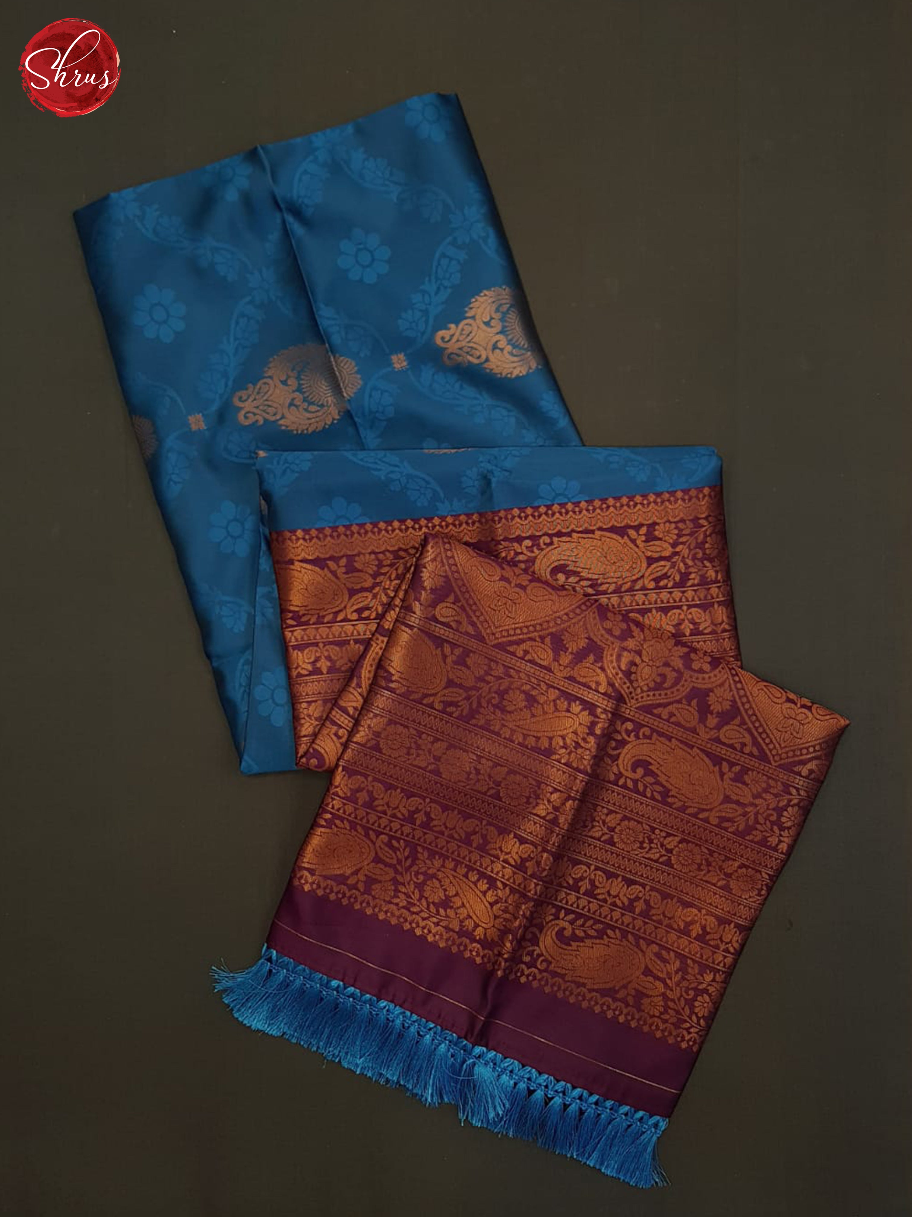 Blue And Wine-Semi soft Silk Saree - Shop on ShrusEternity.com