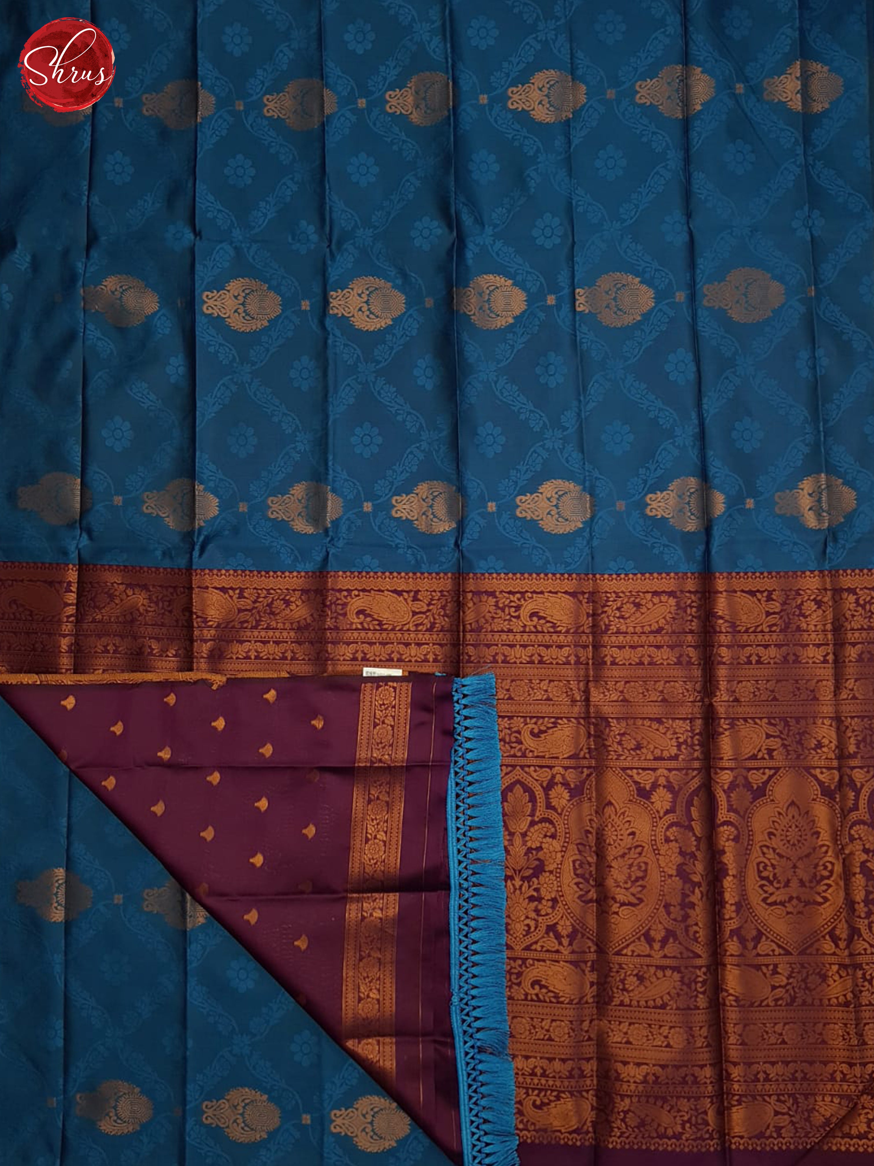 Blue And Wine-Semi soft Silk Saree - Shop on ShrusEternity.com