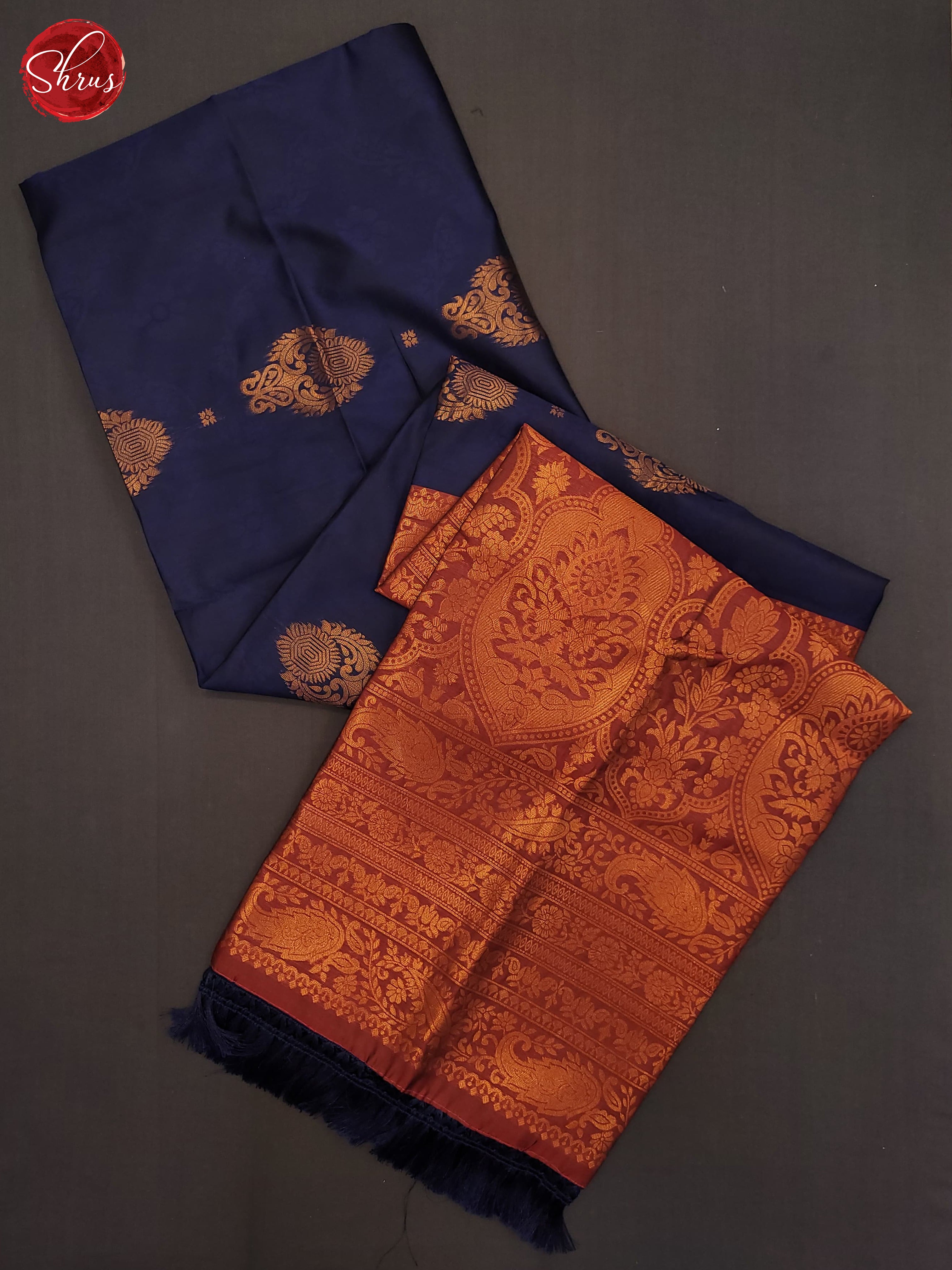 Navy blue and maroon- Semi Soft Silk Saree - Shop on ShrusEternity.com