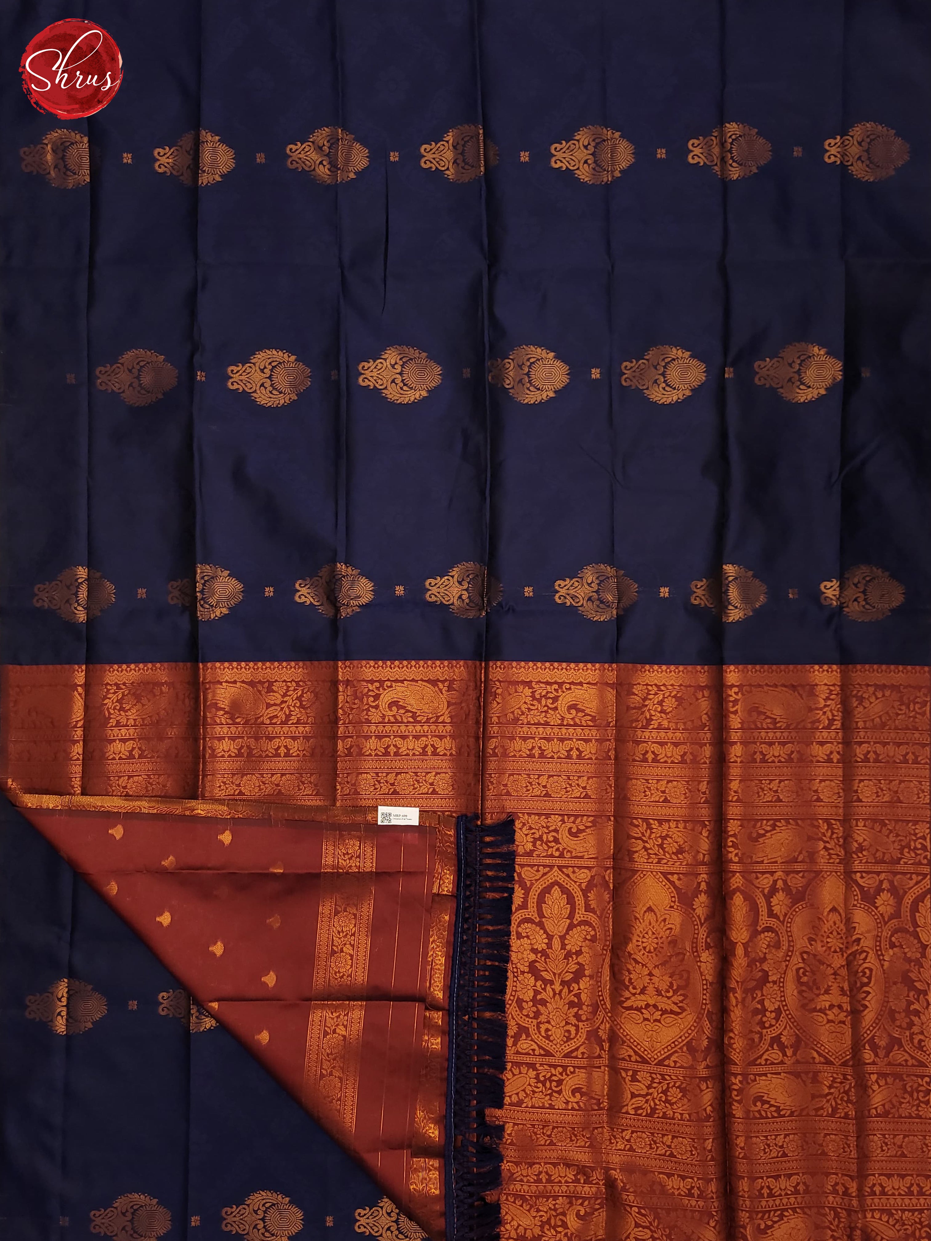 Navy blue and maroon- Semi Soft Silk Saree - Shop on ShrusEternity.com