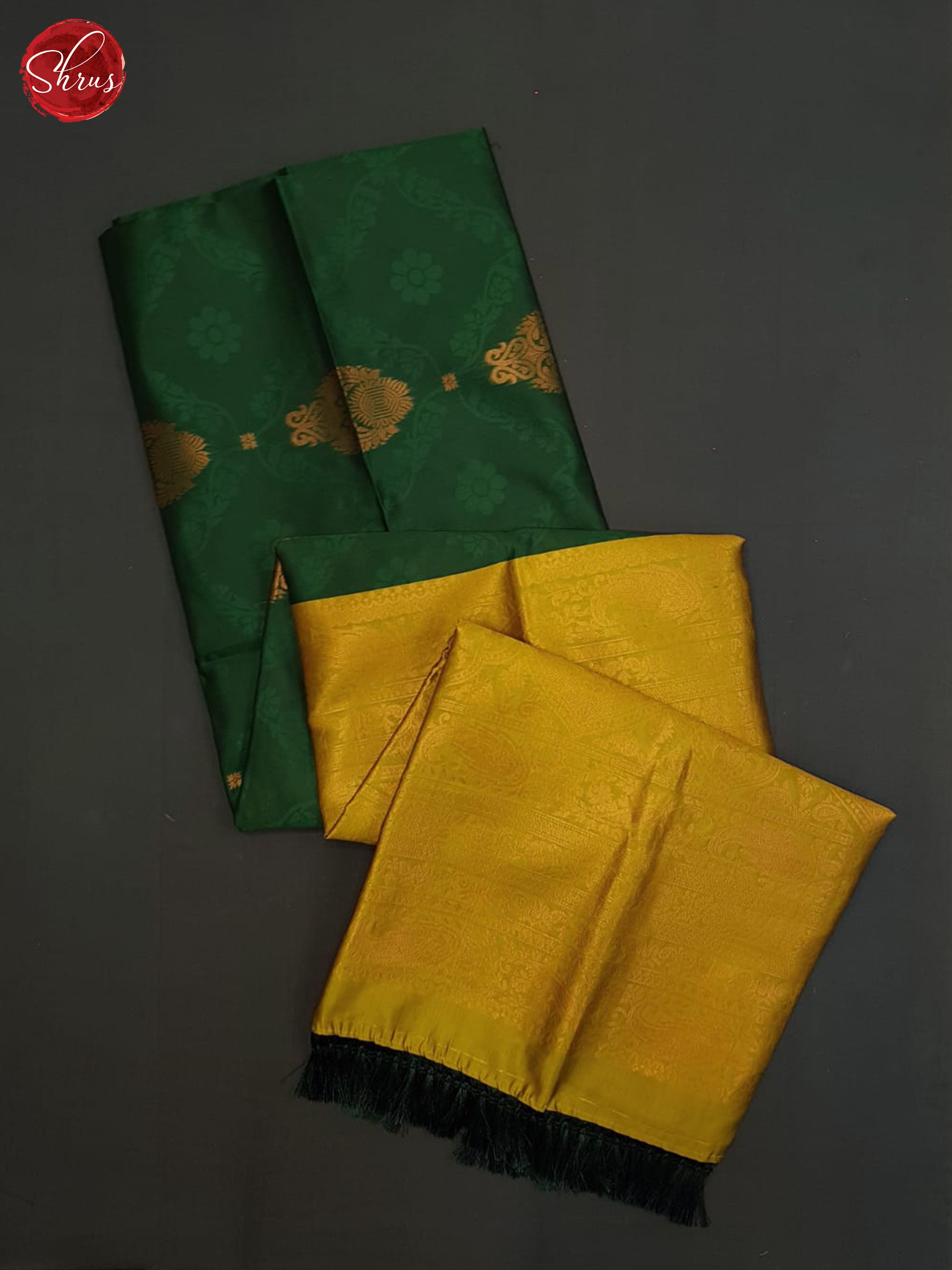 Green And Mustard- Semi soft silk saree - Shop on ShrusEternity.com