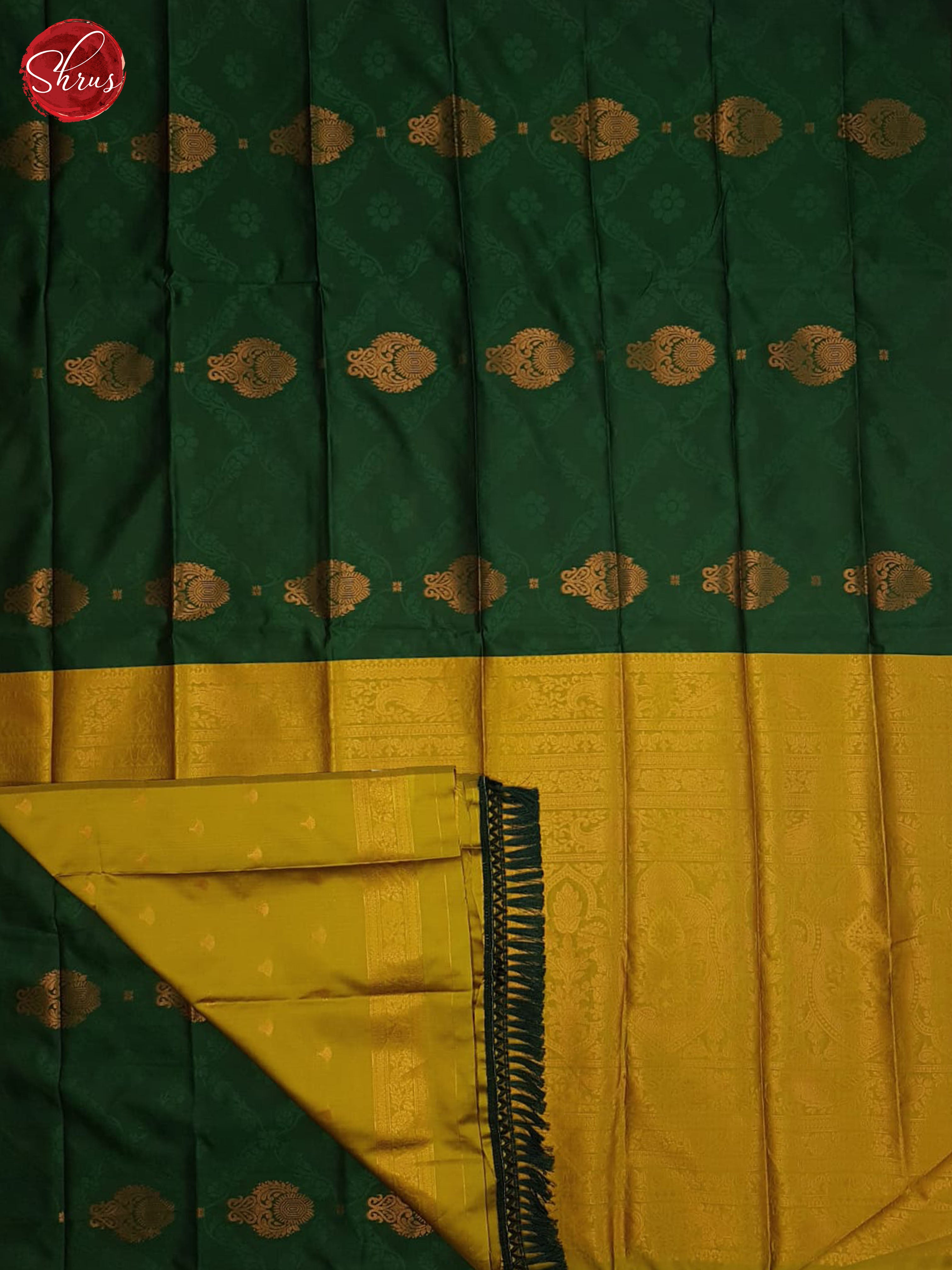 Green And Mustard- Semi soft silk saree - Shop on ShrusEternity.com