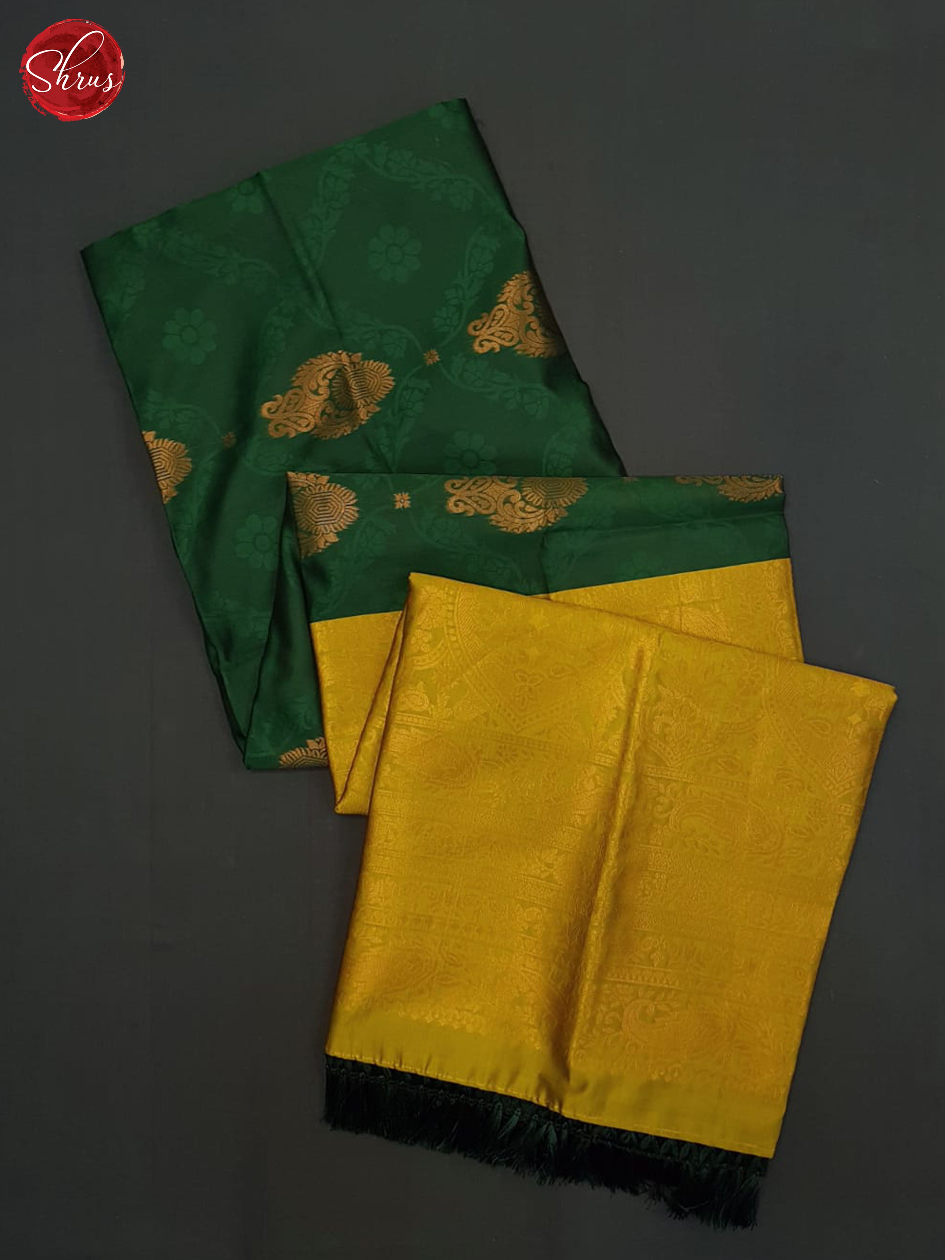 Green And Mustard- Semi Soft silk Saree - Shop on ShrusEternity.com