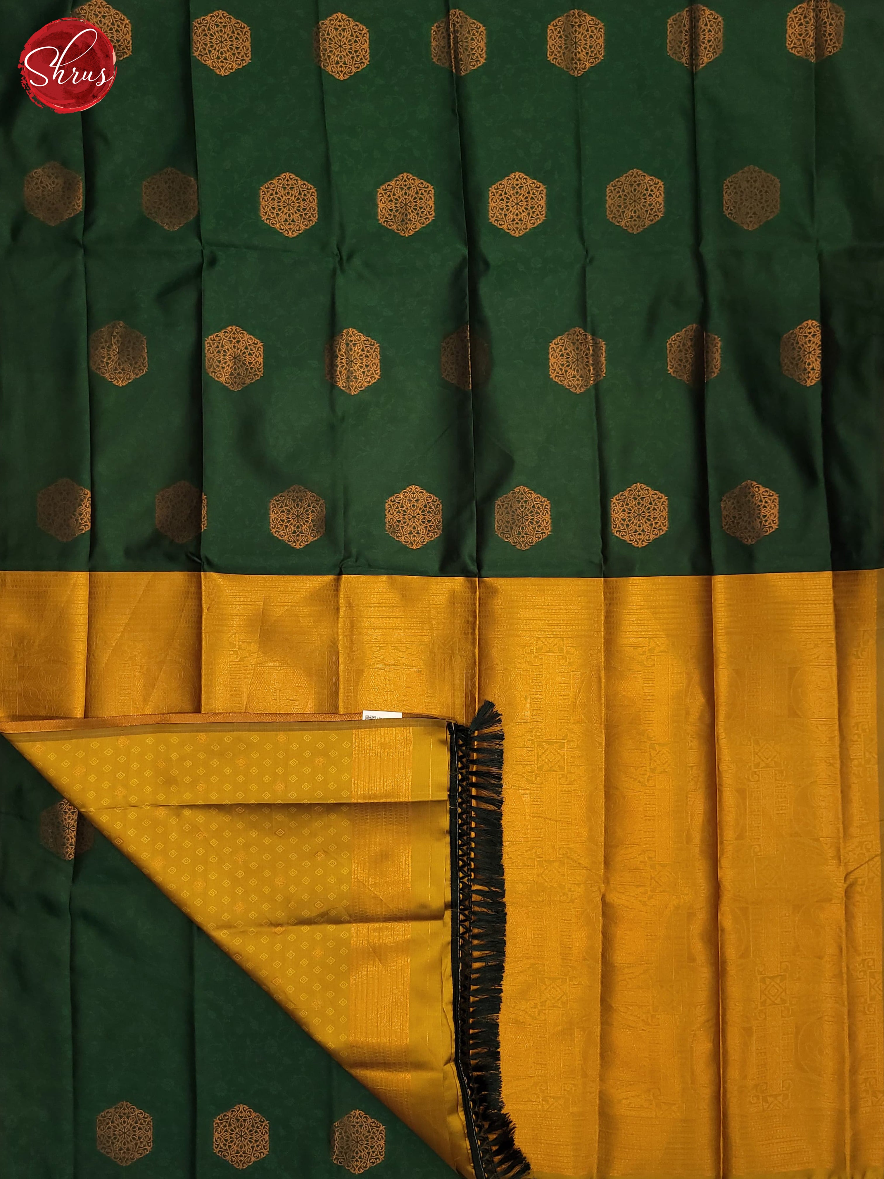 Bottle Green and mustard- Semi Soft Silk Saree - Shop on ShrusEternity.com