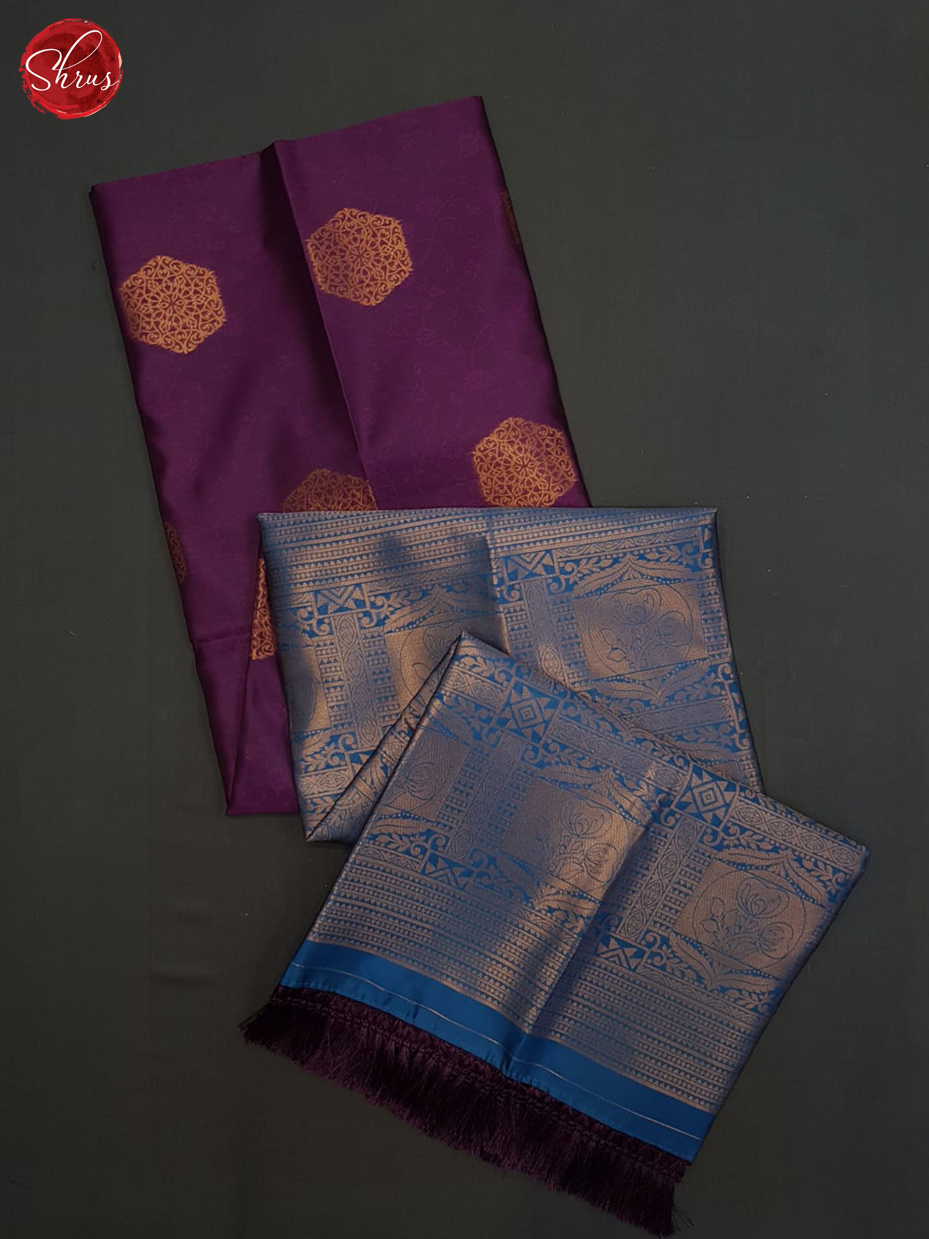 Purple And Blue- Semi soft silk saree - Shop on ShrusEternity.com