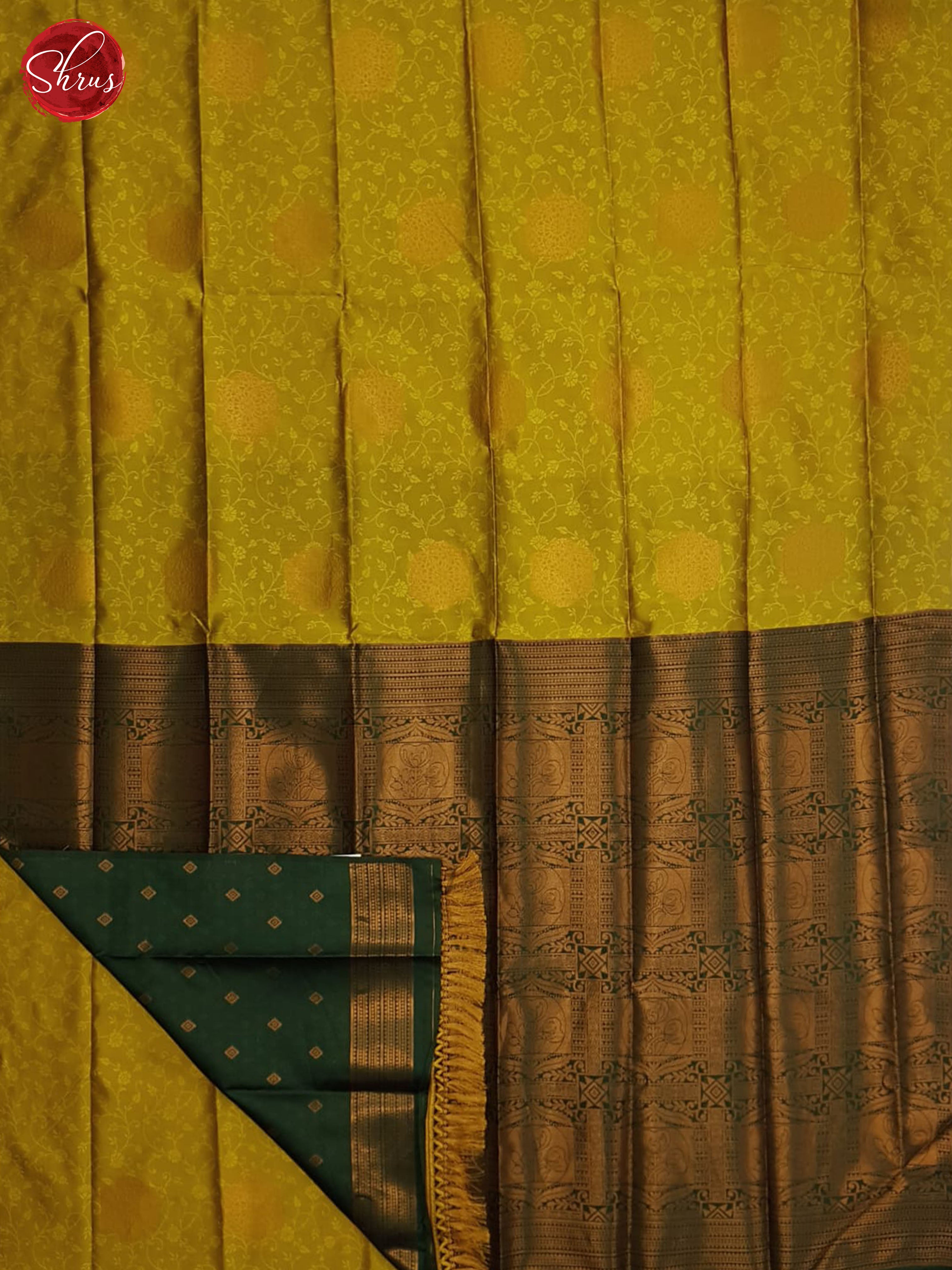 Mustard And Green- Semi soft silk saree - Shop on ShrusEternity.com