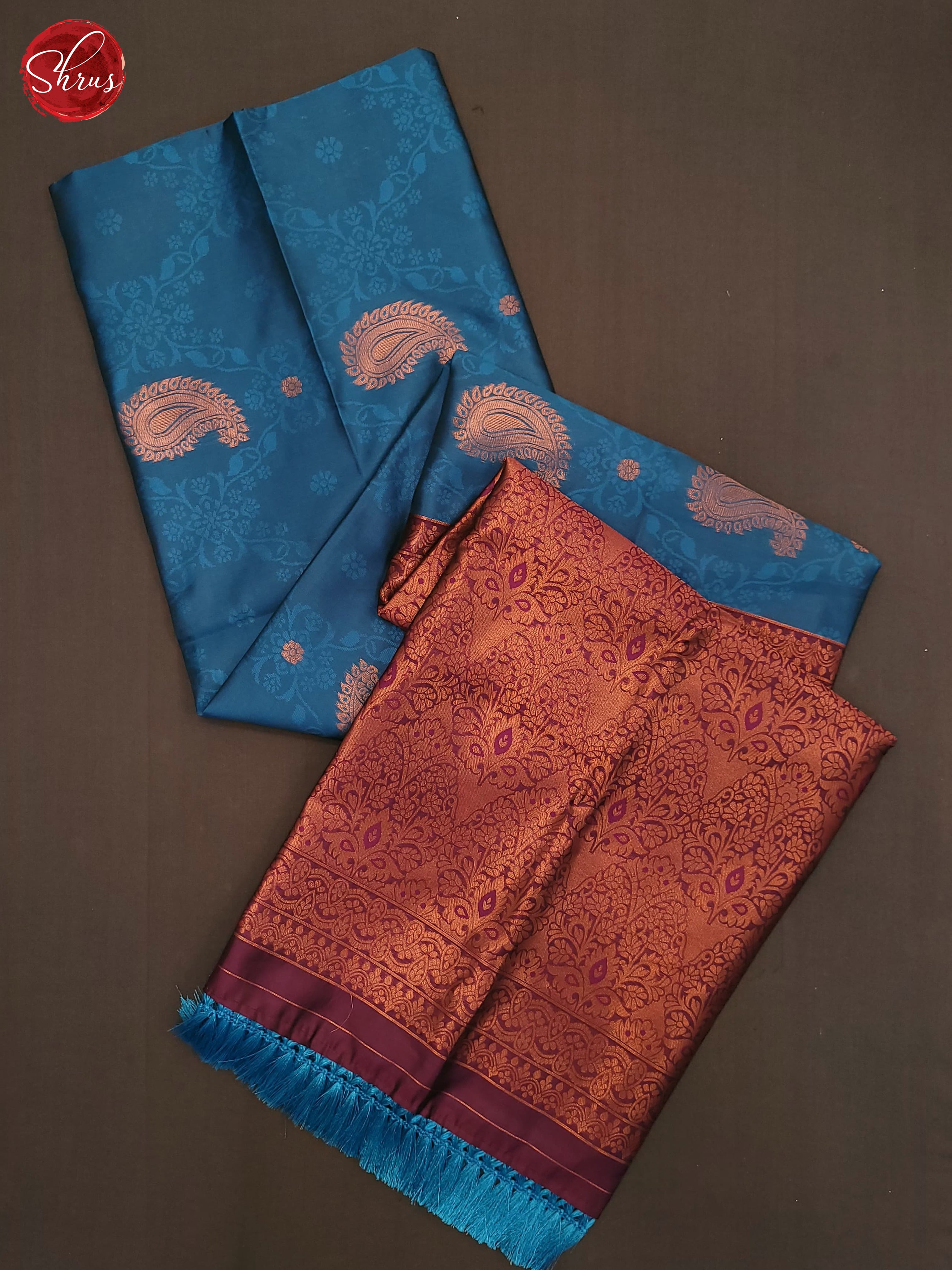 Blue and wine- Semi Soft Silk Saree - Shop on ShrusEternity.com