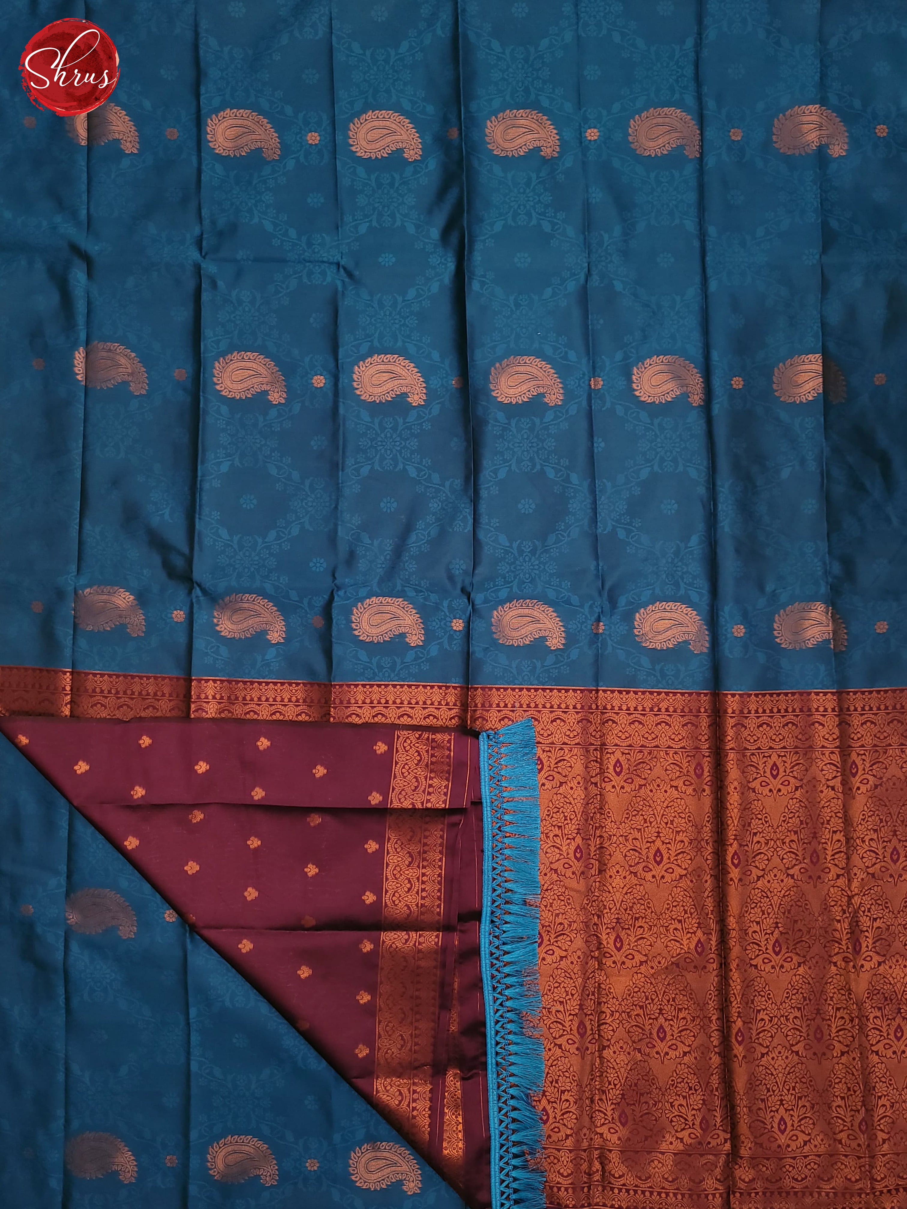 Blue and wine- Semi Soft Silk Saree - Shop on ShrusEternity.com