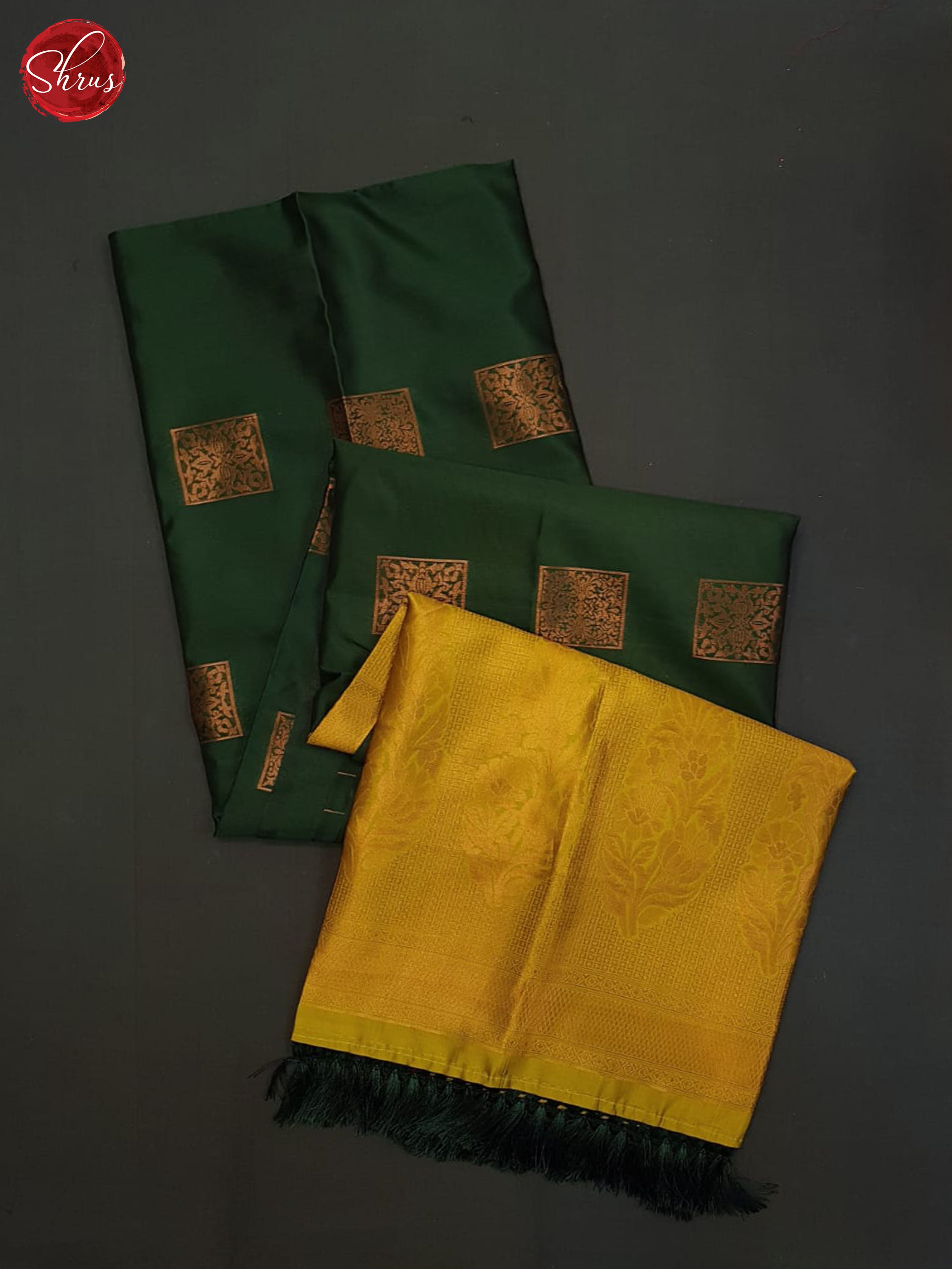 Green And Mustard- Semi soft silk saree - Shop on ShrusEternity.com