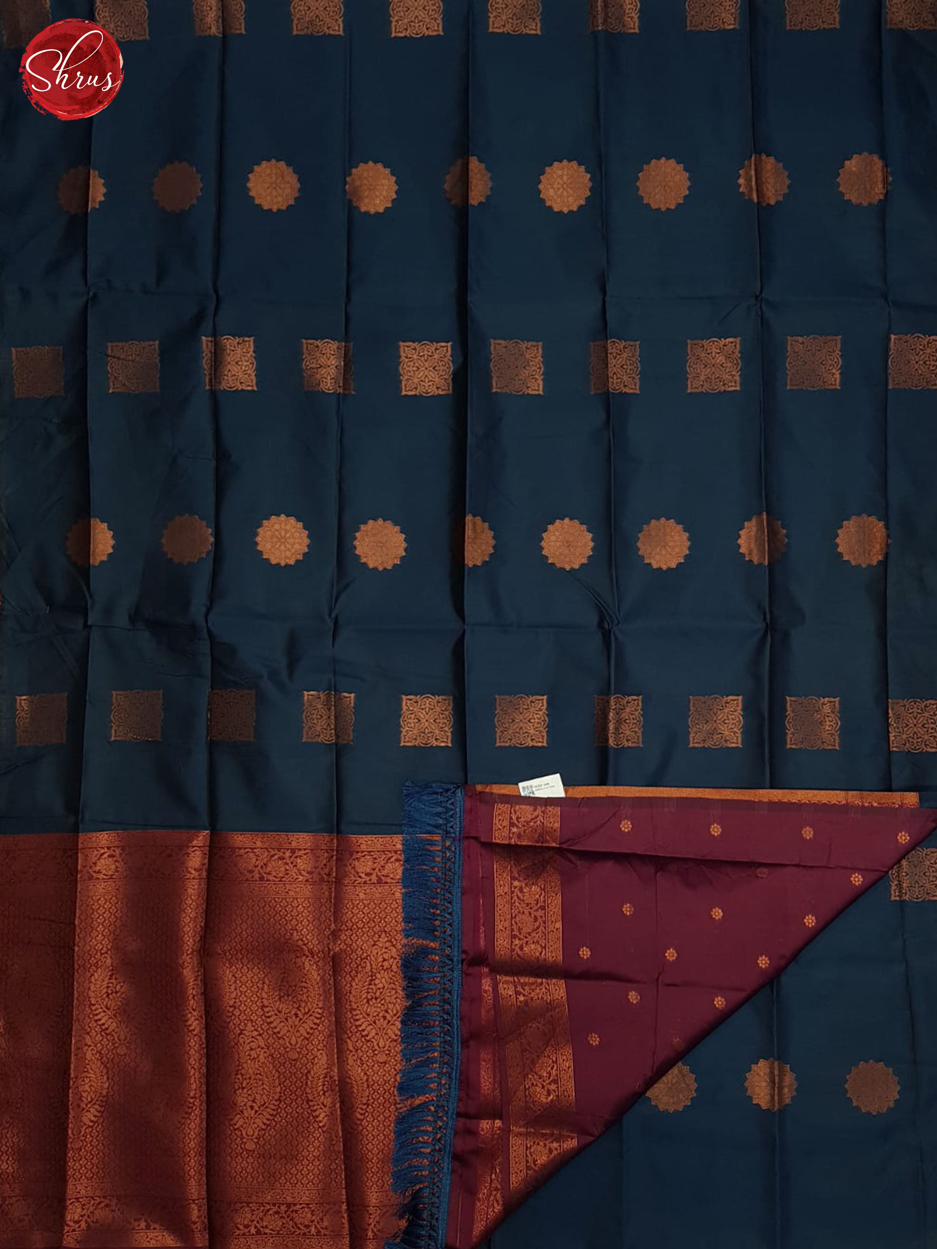 Blue And Wine-Semi soft silk saree - Shop on ShrusEternity.com