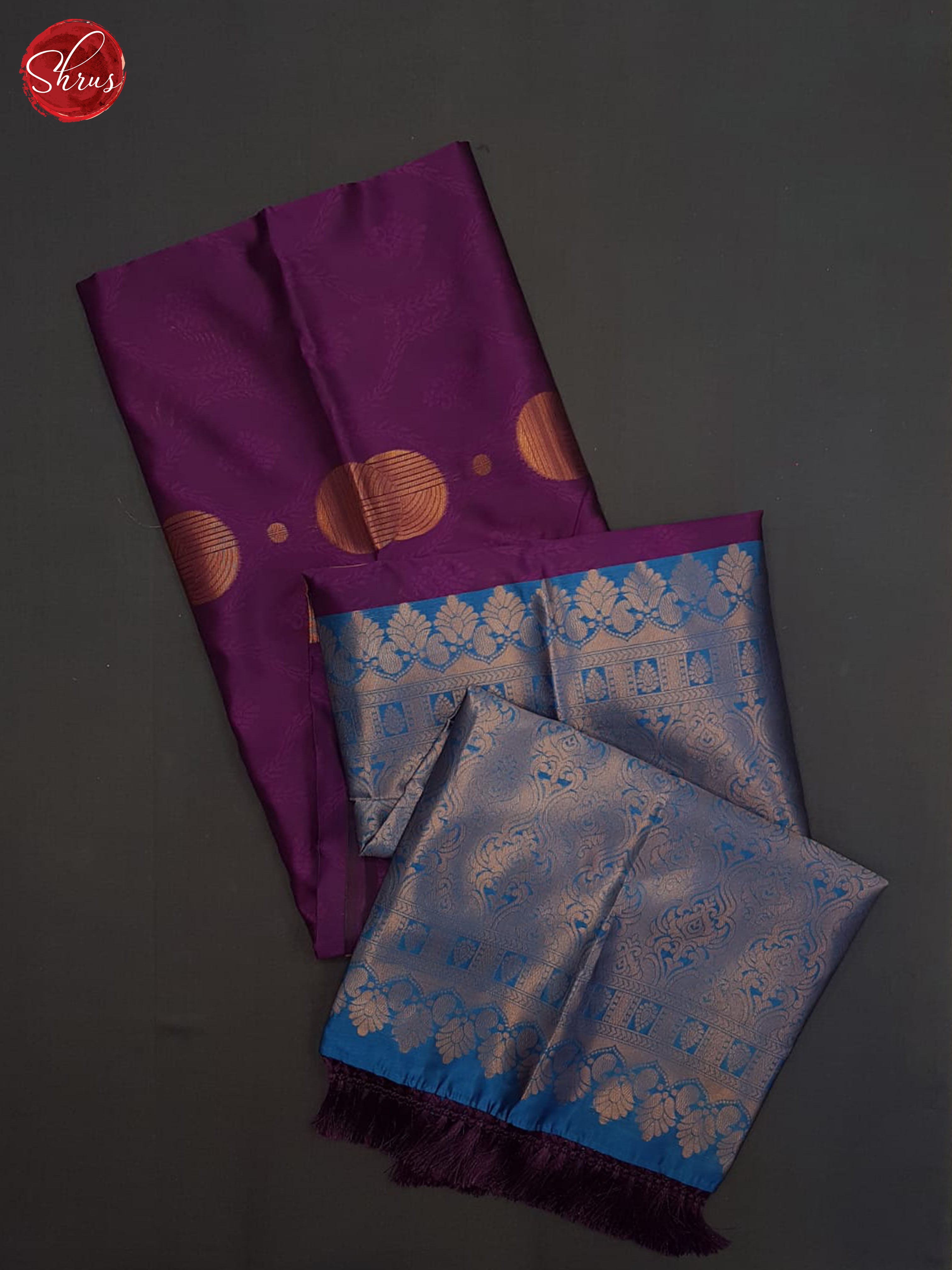 Wine And Blue- Semi soft silk saree - Shop on ShrusEternity.com