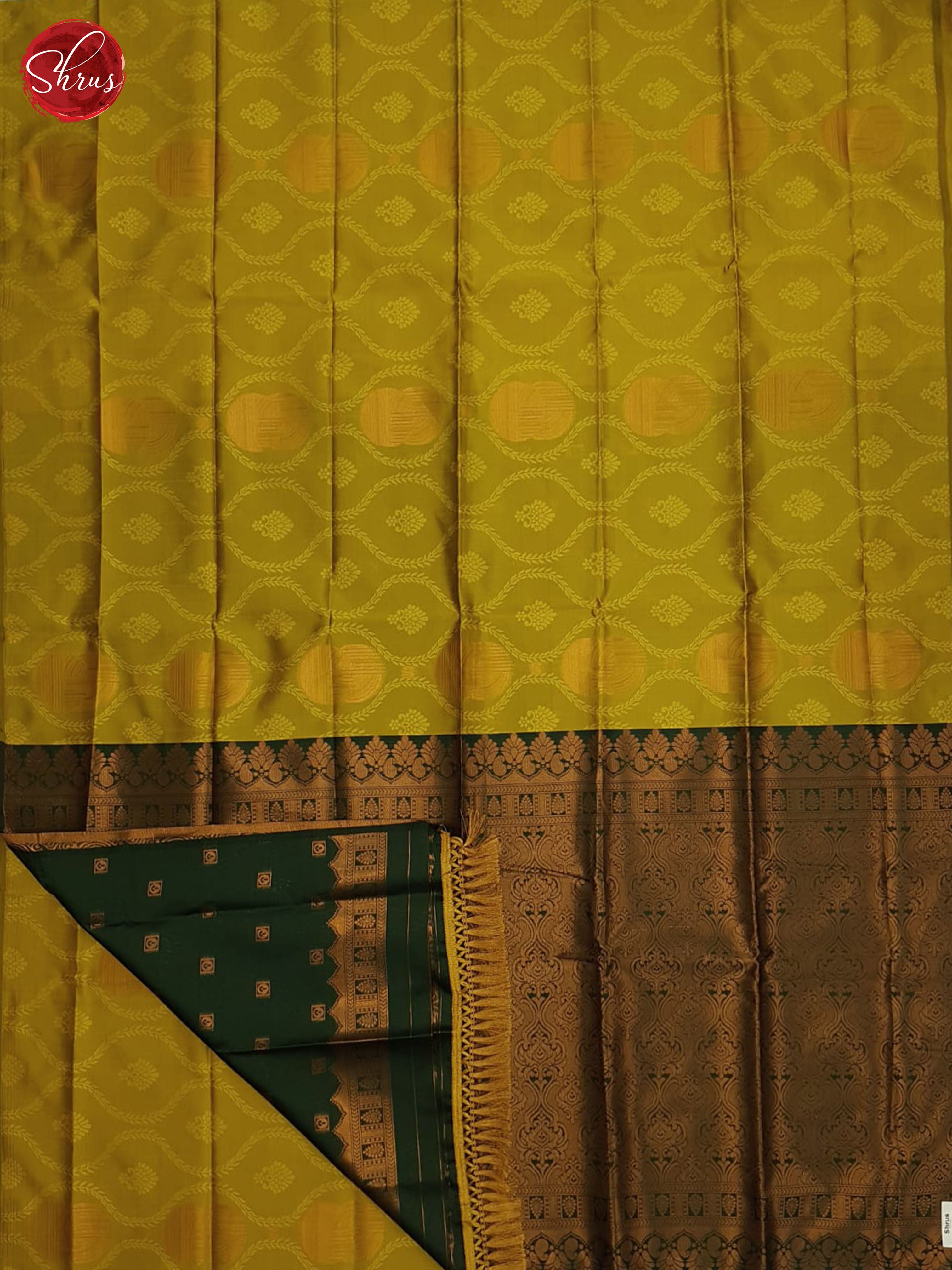 Mustard And Green- Semi soft silk saree - Shop on ShrusEternity.com