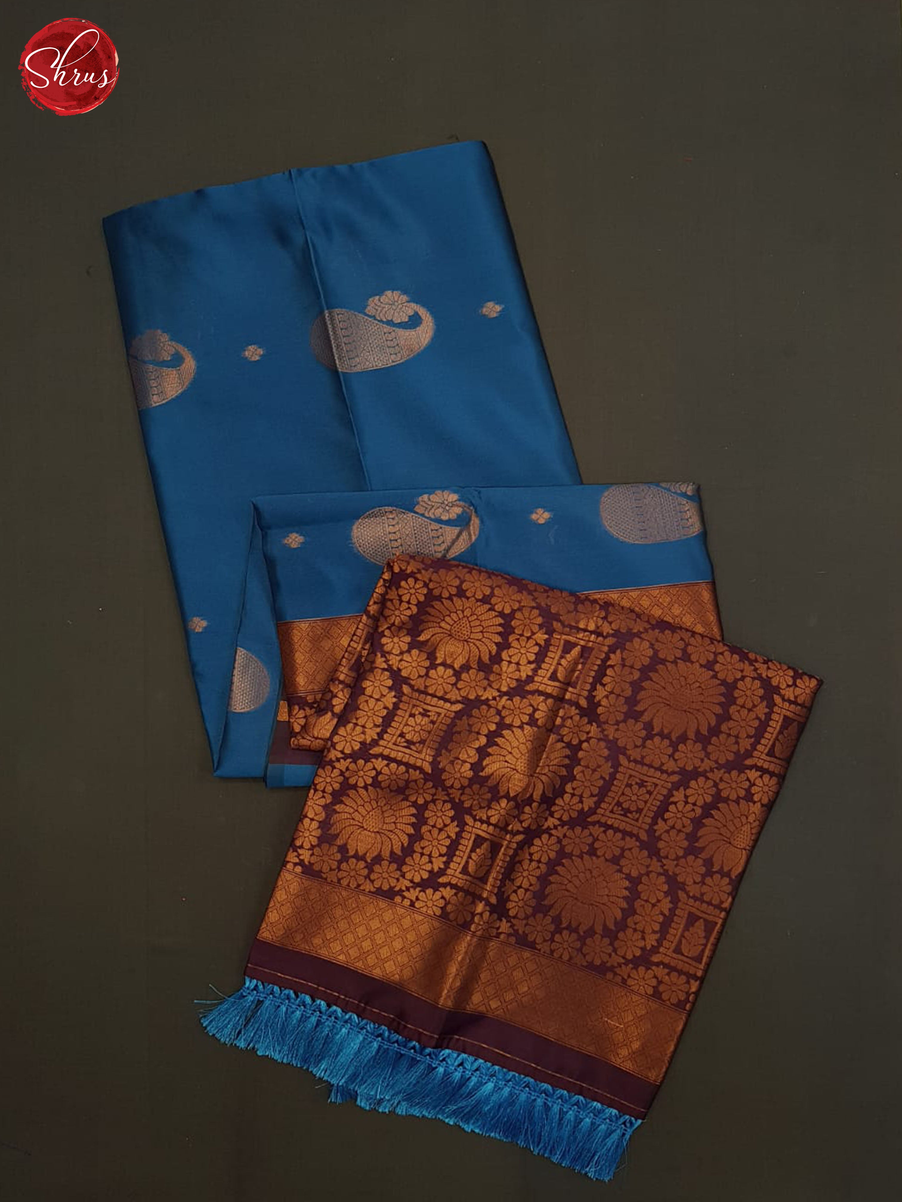 Blue And Wine-Semi soft silk saree - Shop on ShrusEternity.com