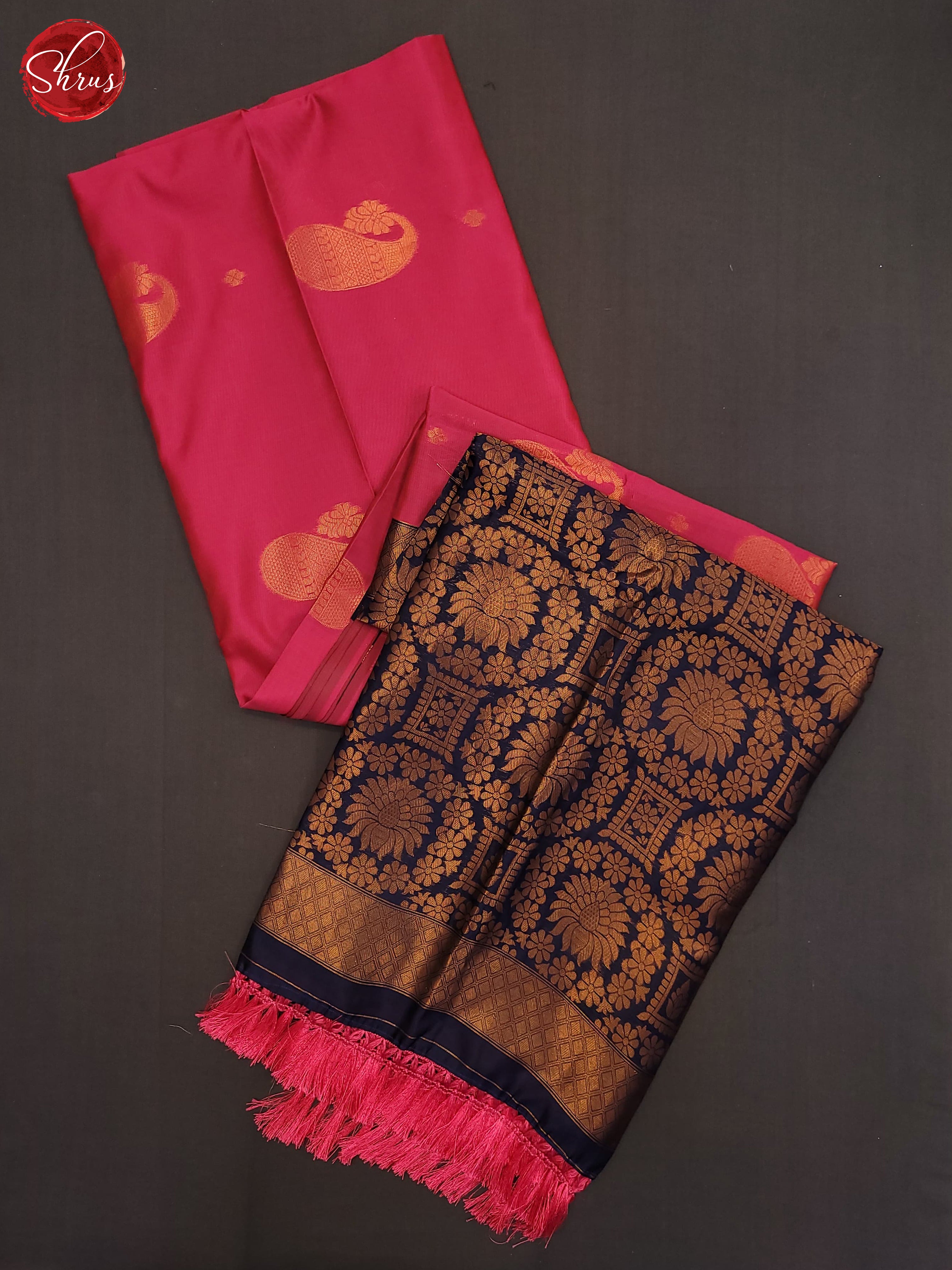 Pink and Navy blue- Semi Soft Silk Saree - Shop on ShrusEternity.com