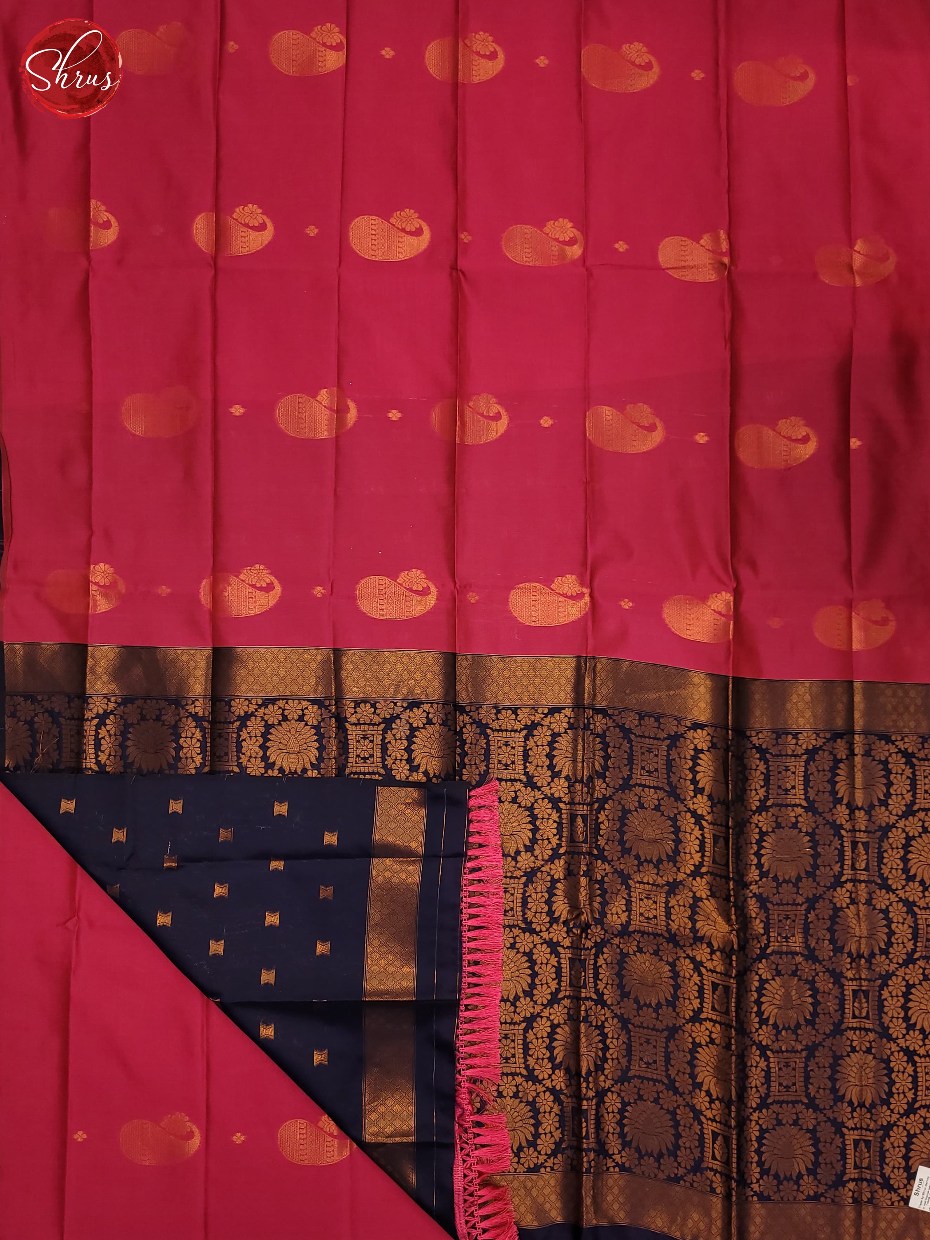 Pink and Navy blue- Semi Soft Silk Saree - Shop on ShrusEternity.com