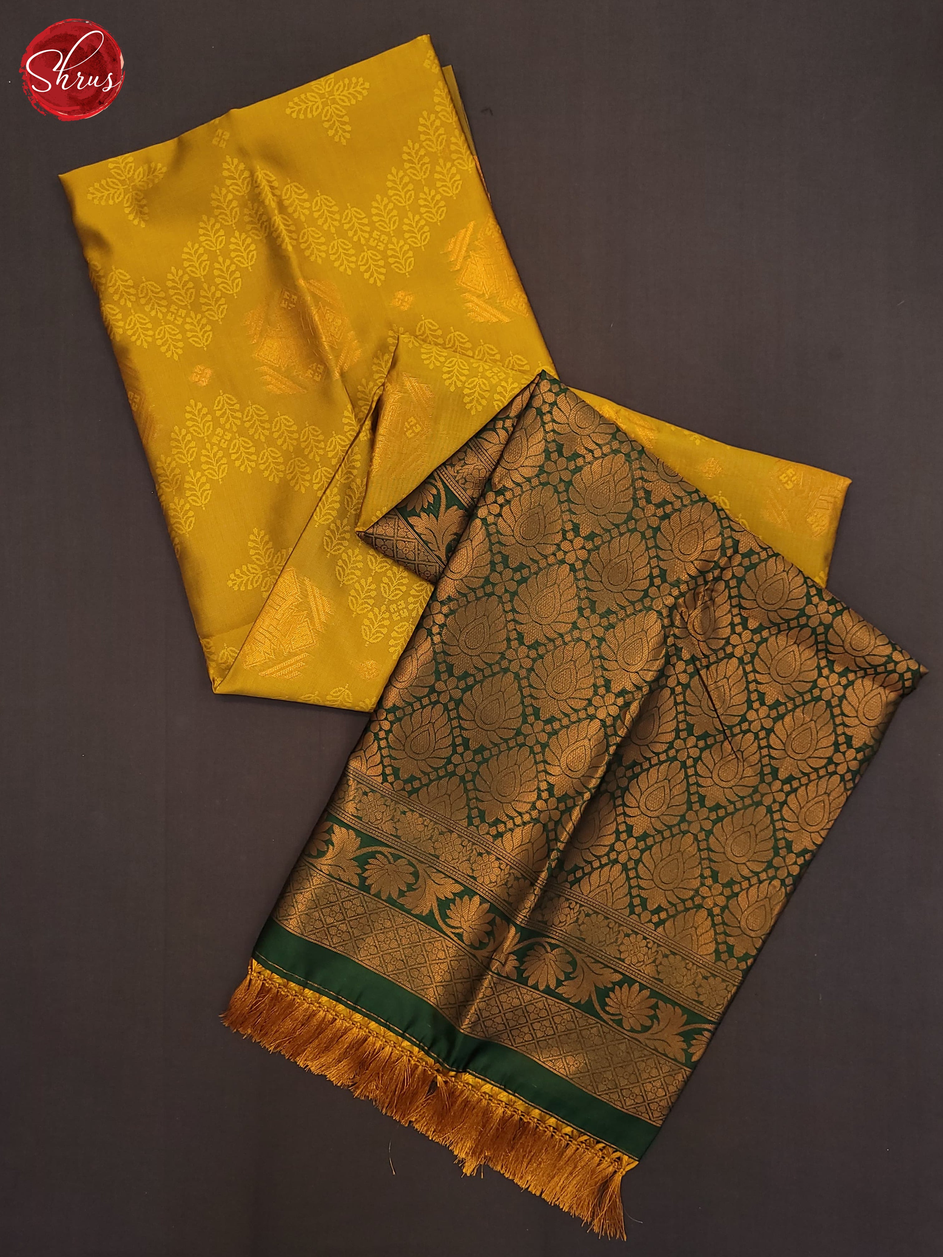 mustard and Bottle green- Semi Soft Silk Saree - Shop on ShrusEternity.com