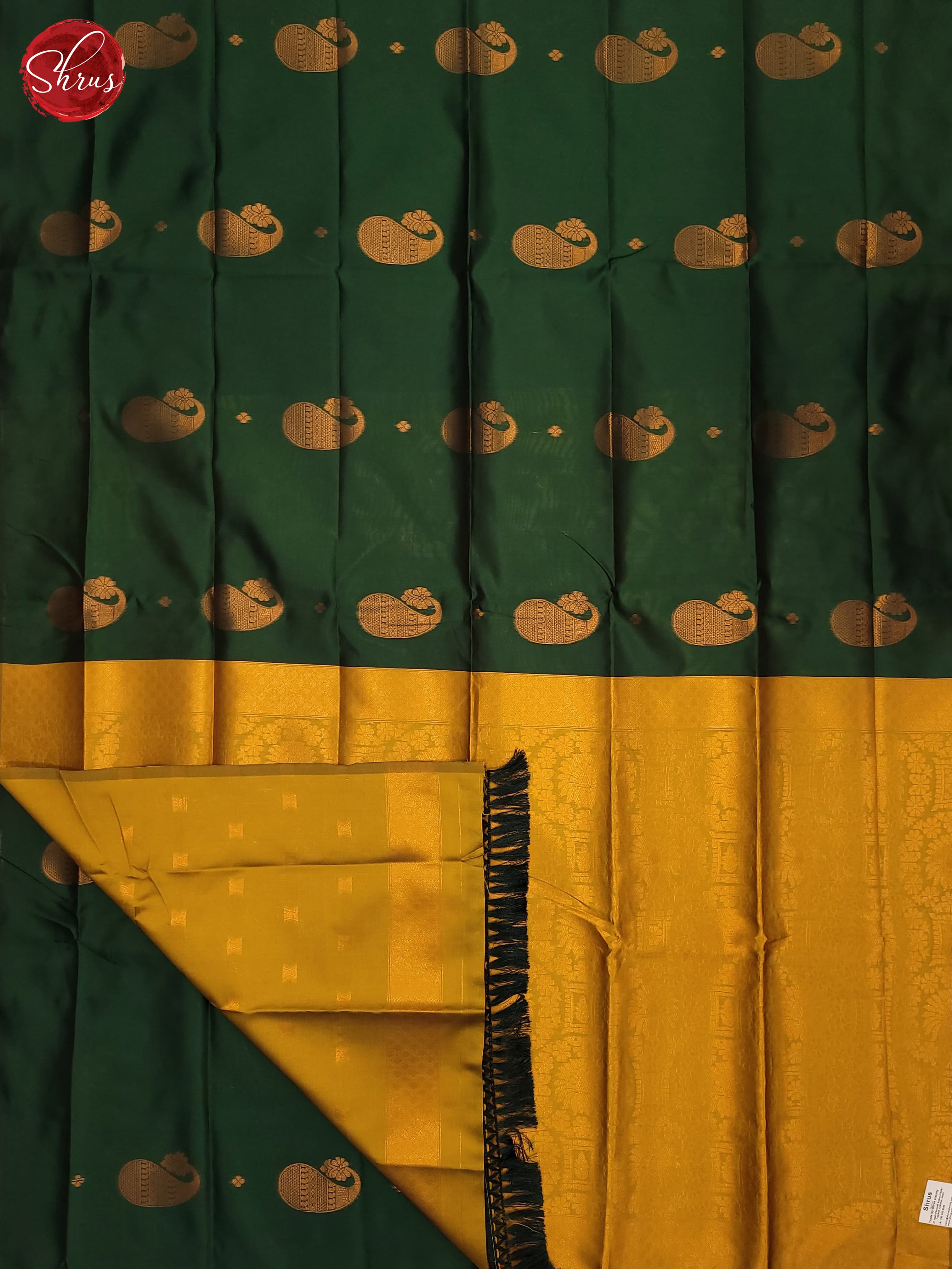 Bottle Green and mustard- Semi Soft Silk Saree - Shop on ShrusEternity.com