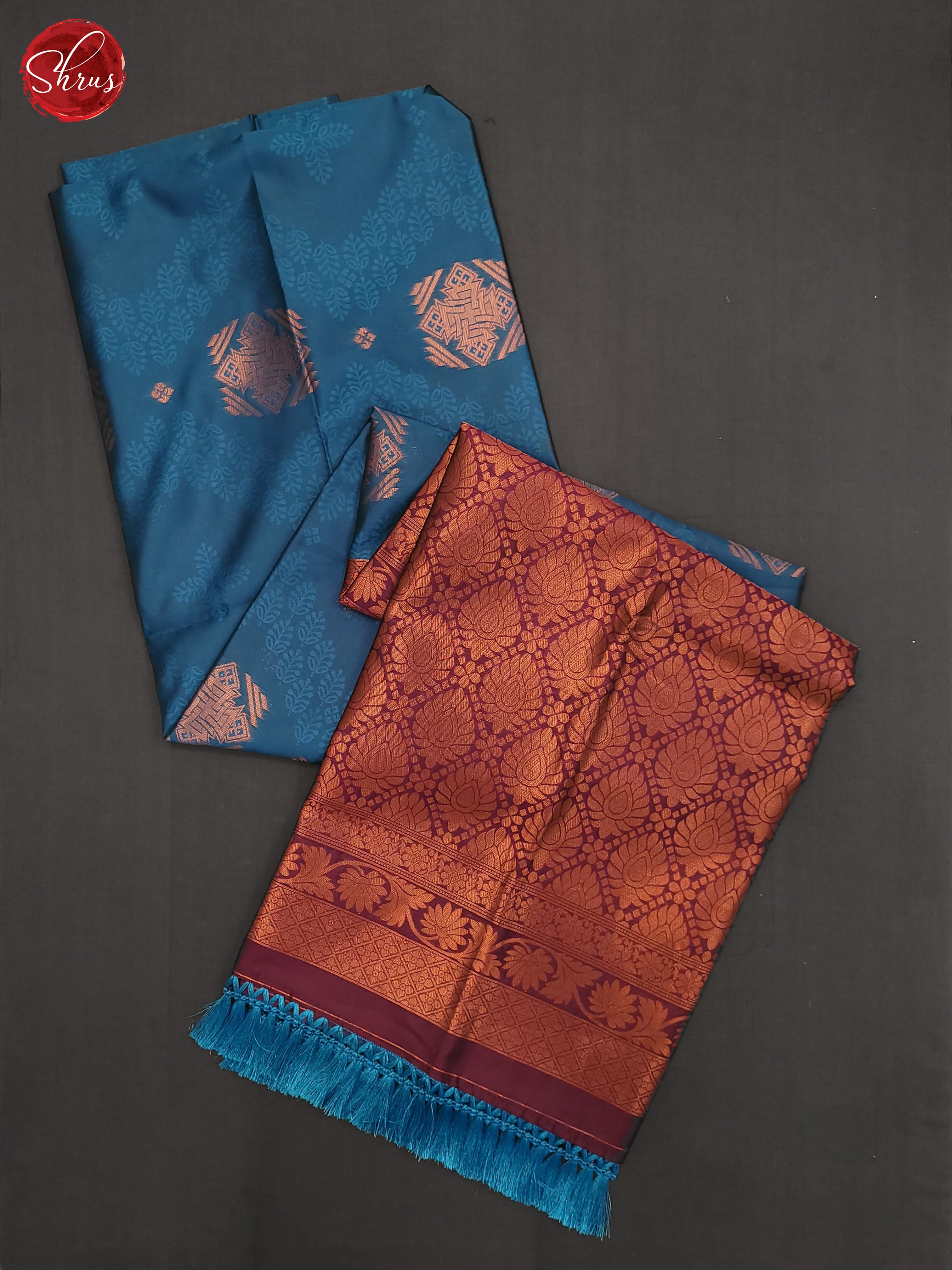 Blue and wine- Semi Soft Silk Saree - Shop on ShrusEternity.com