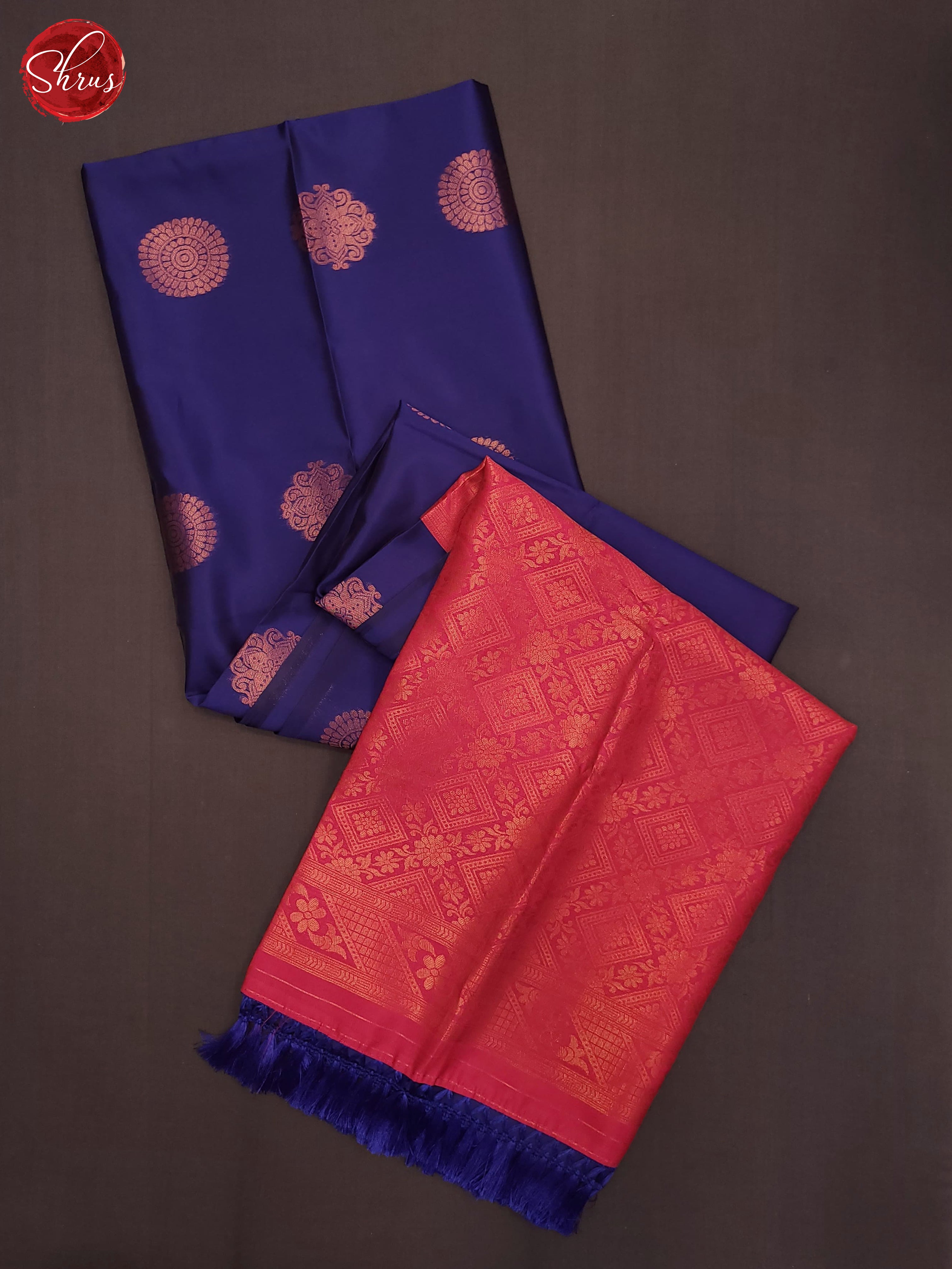 Blue & Pink- Semi Softsilk  Saree - Shop on ShrusEternity.com