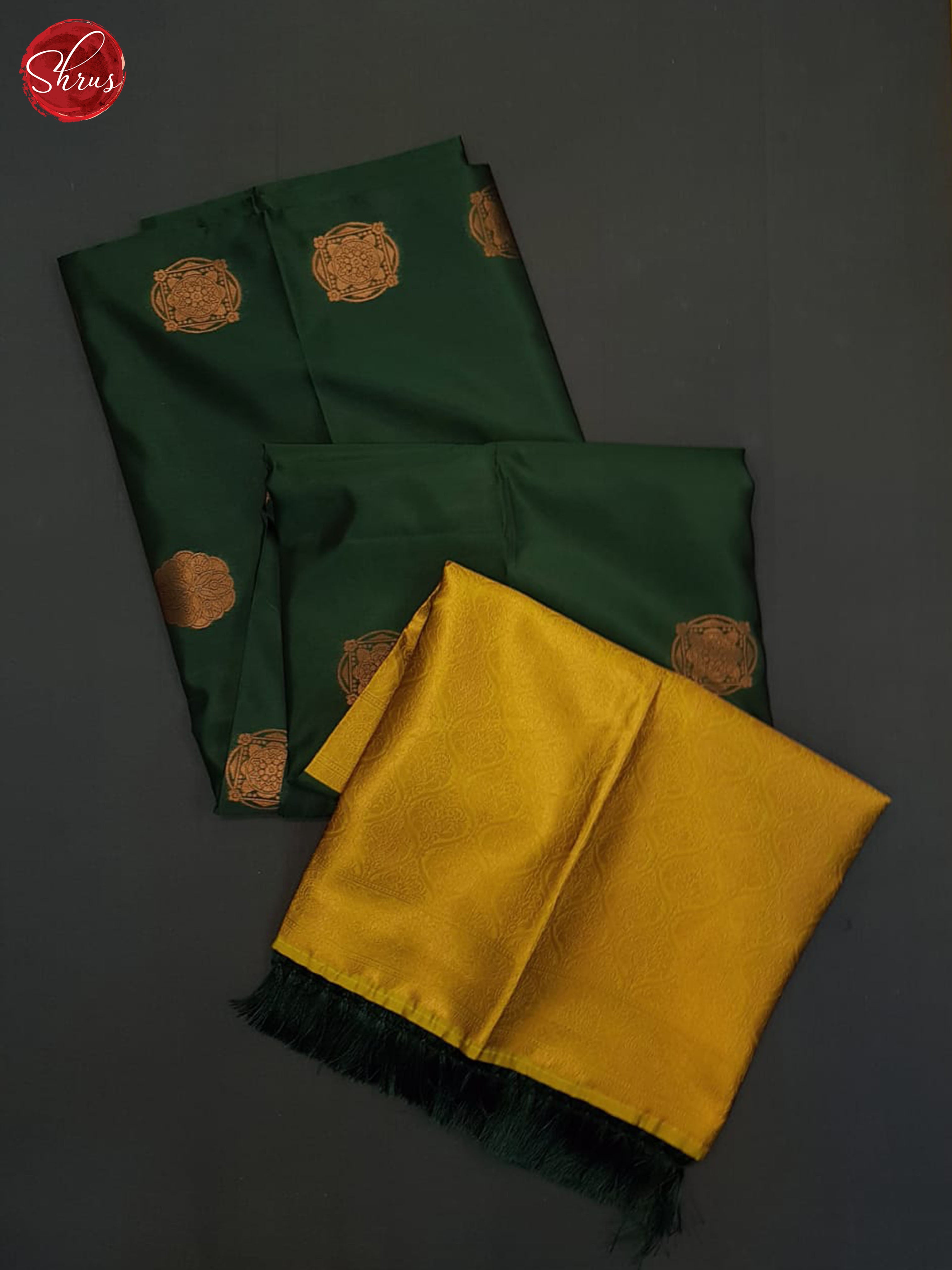 Green And Mustard-Semi soft silk saree - Shop on ShrusEternity.com