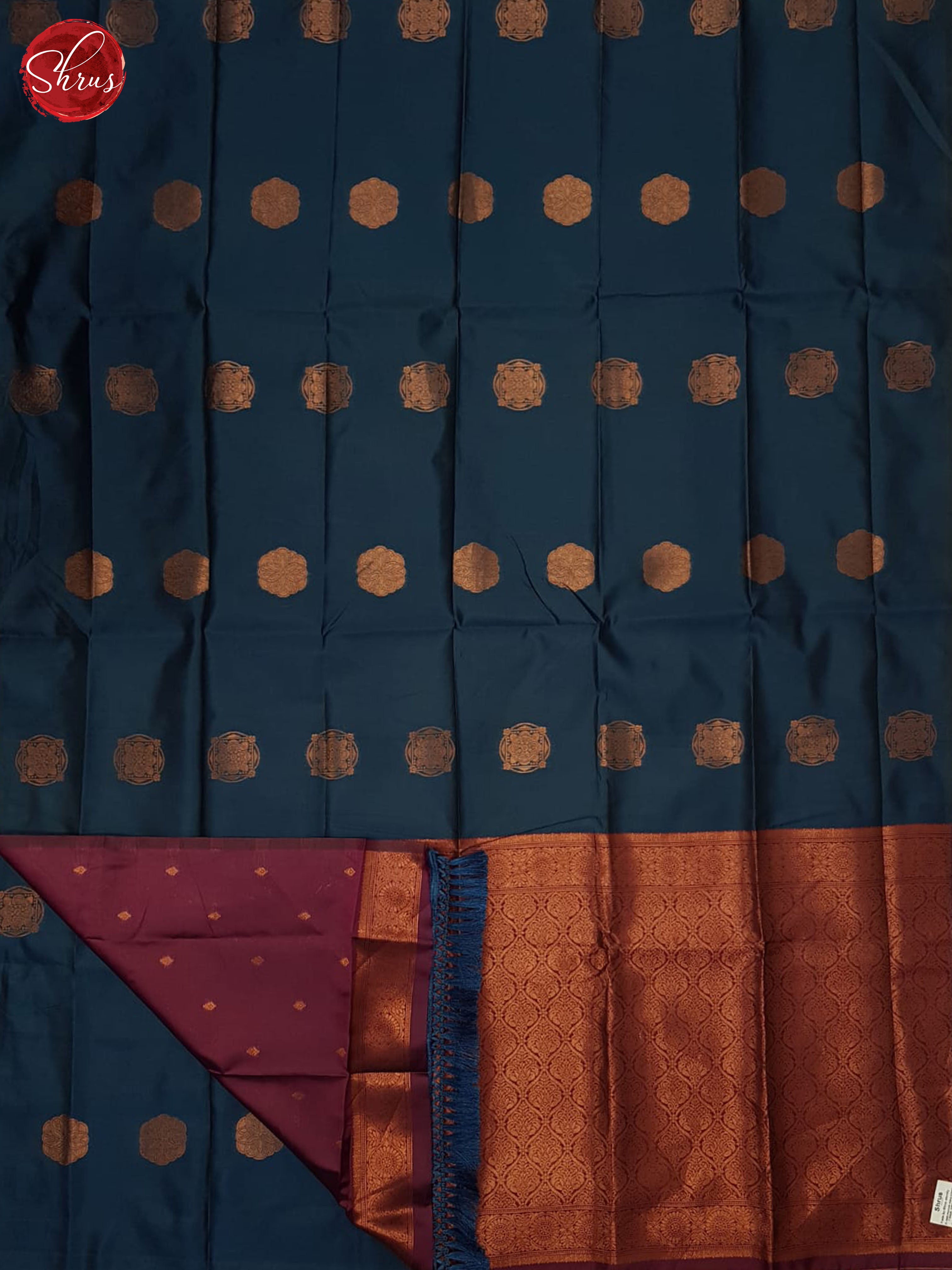 Blue And Wine- semi soft silk saree - Shop on ShrusEternity.com