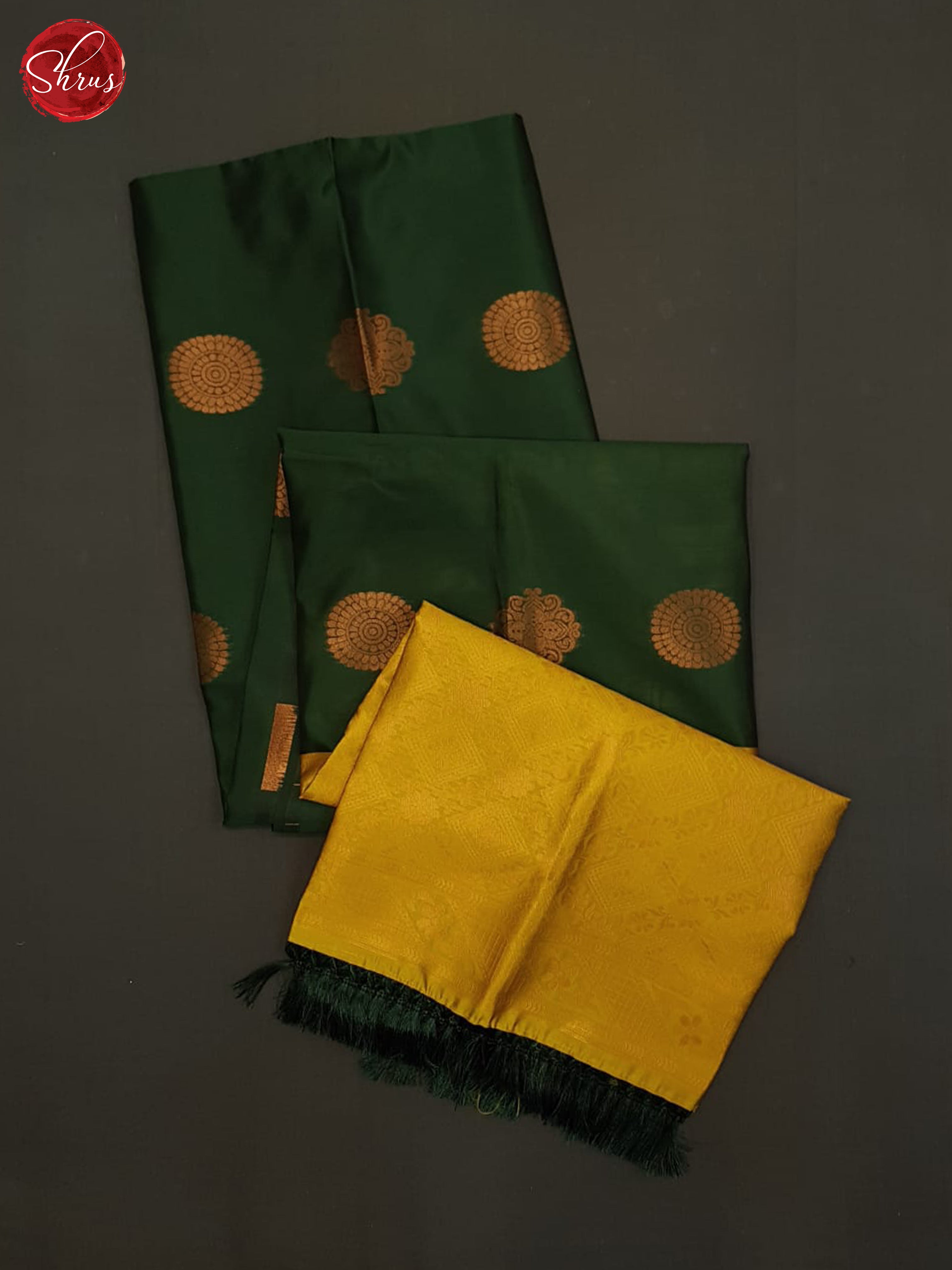 Green And Mustard-Semi soft silk saree - Shop on ShrusEternity.com