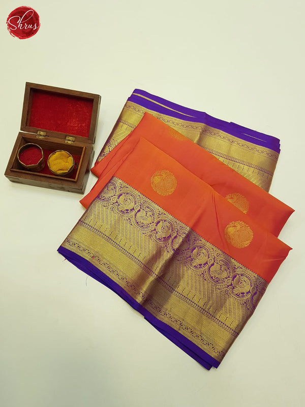 Orange And Purple-Kanchipiram Silk saree - Shop on ShrusEternity.com