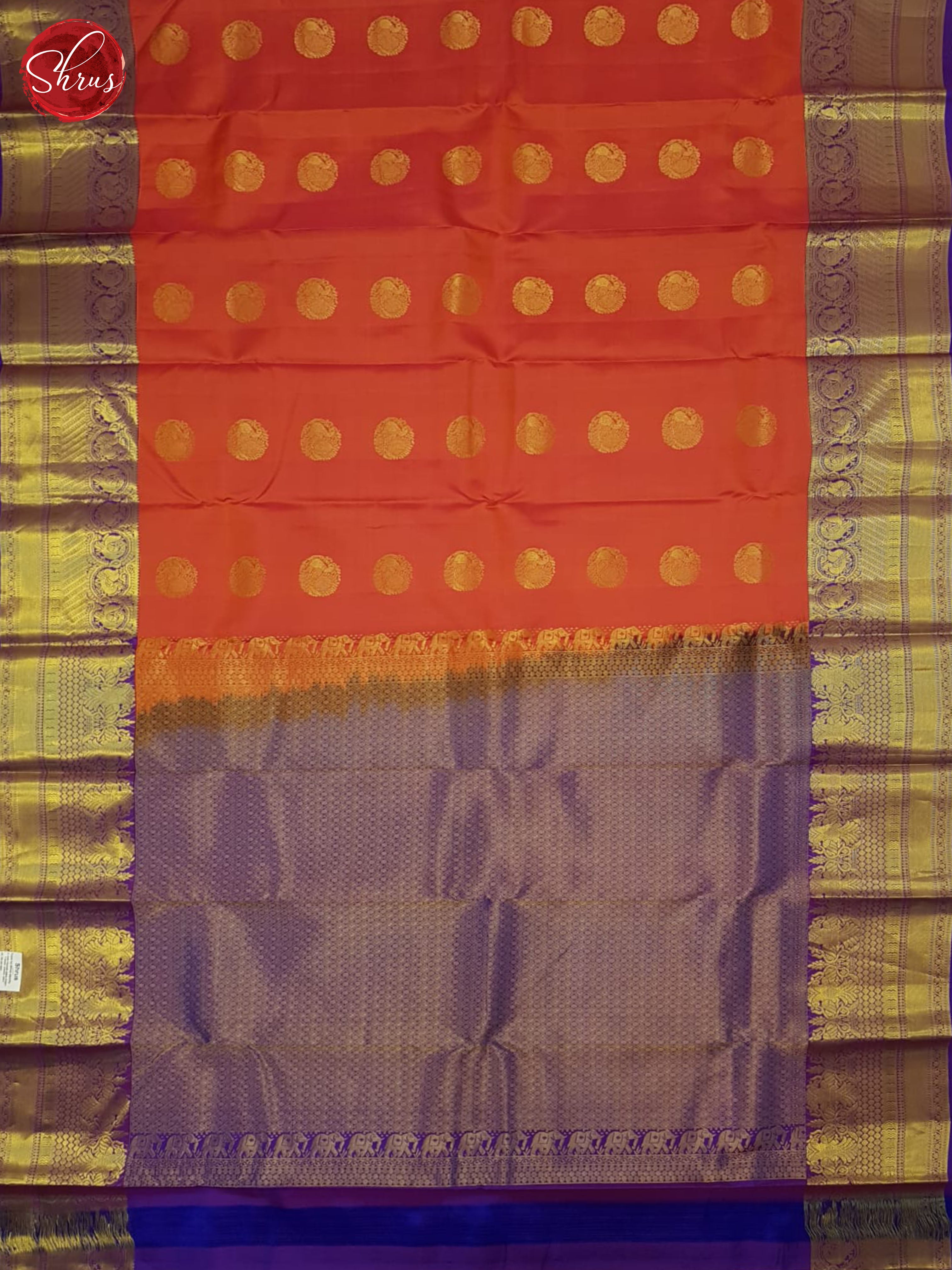 Orange And Purple-Kanchipiram Silk saree - Shop on ShrusEternity.com