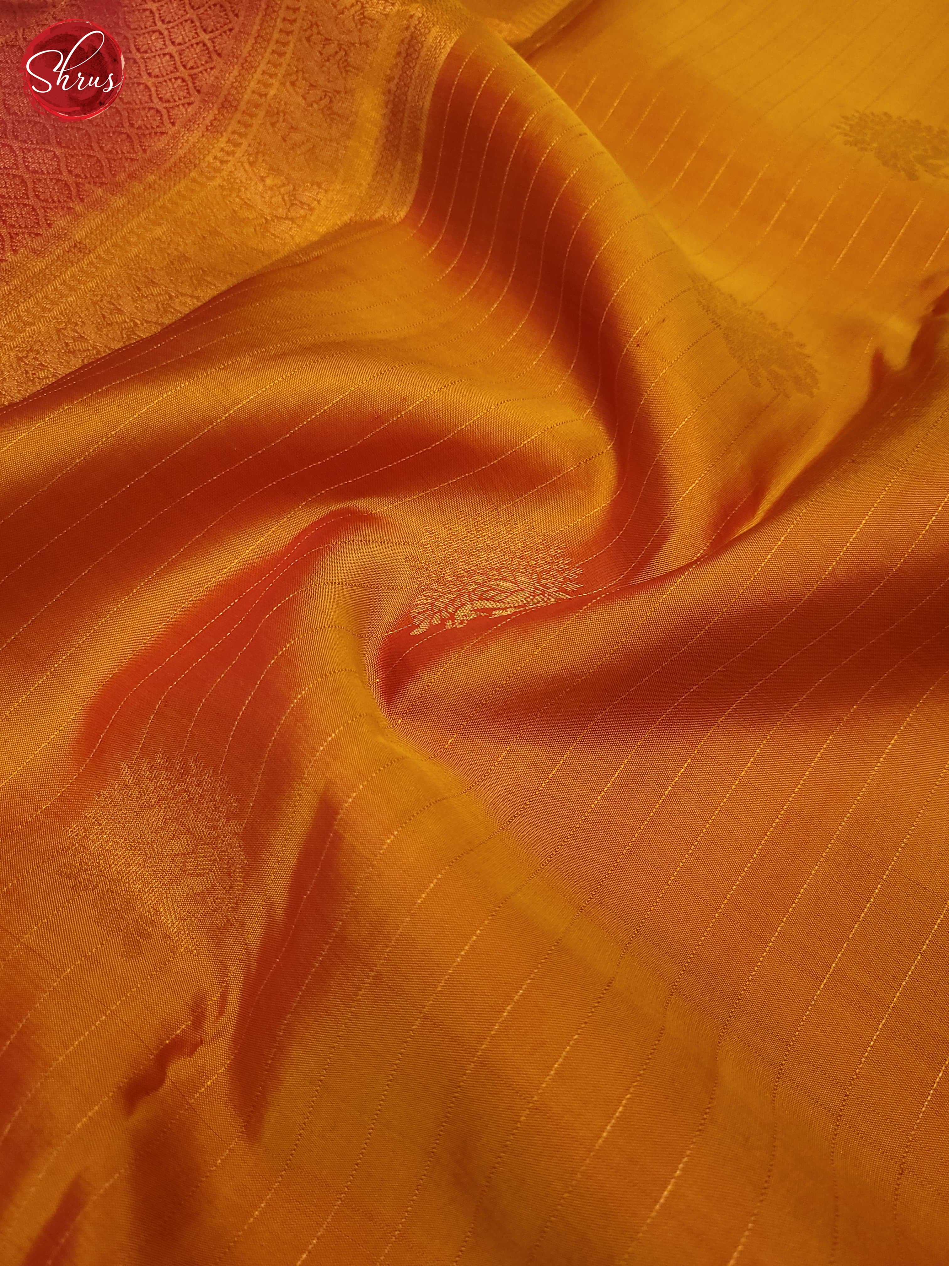 Mustard and pink-Kanchipuram Silk saree - Shop on ShrusEternity.com