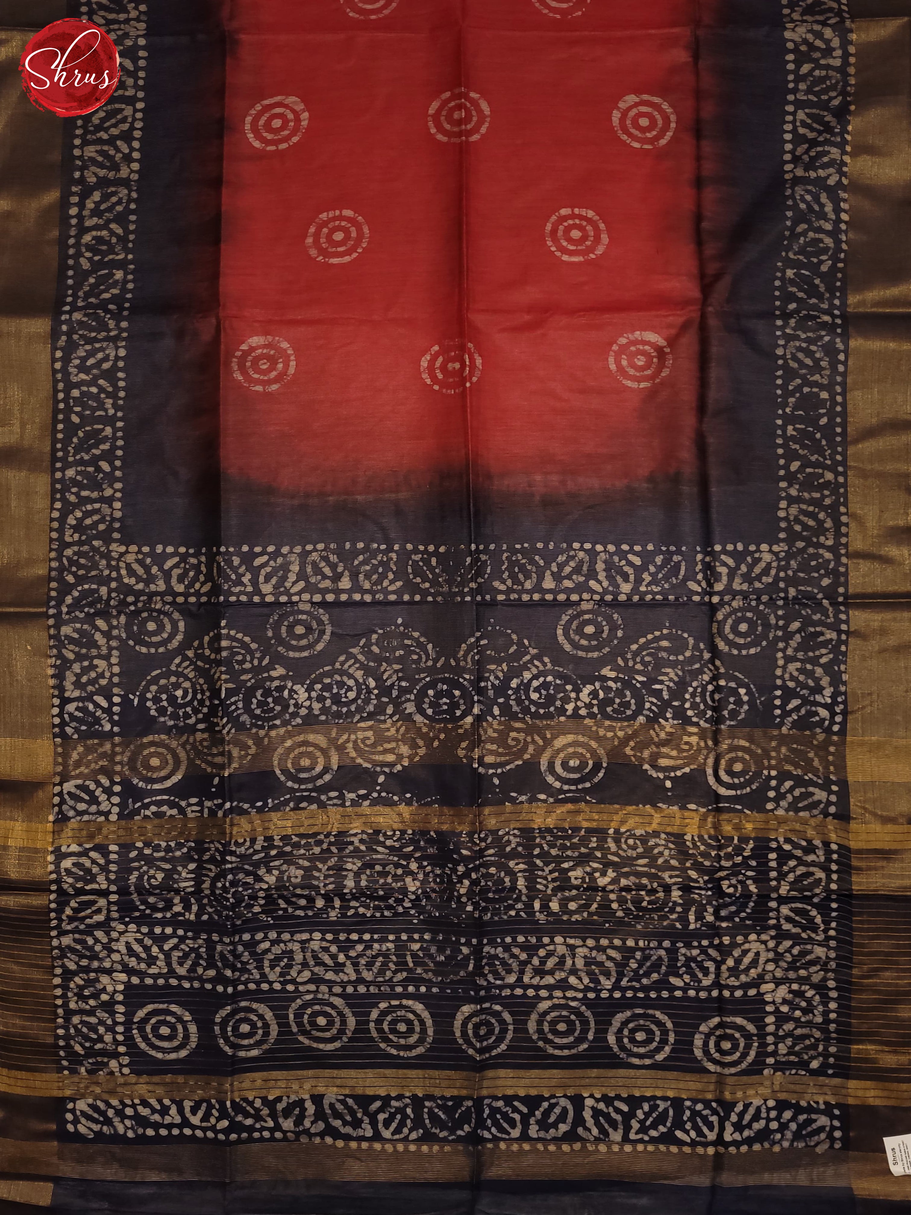 Red & Navy Blue - Bhatik Saree - Shop on ShrusEternity.com